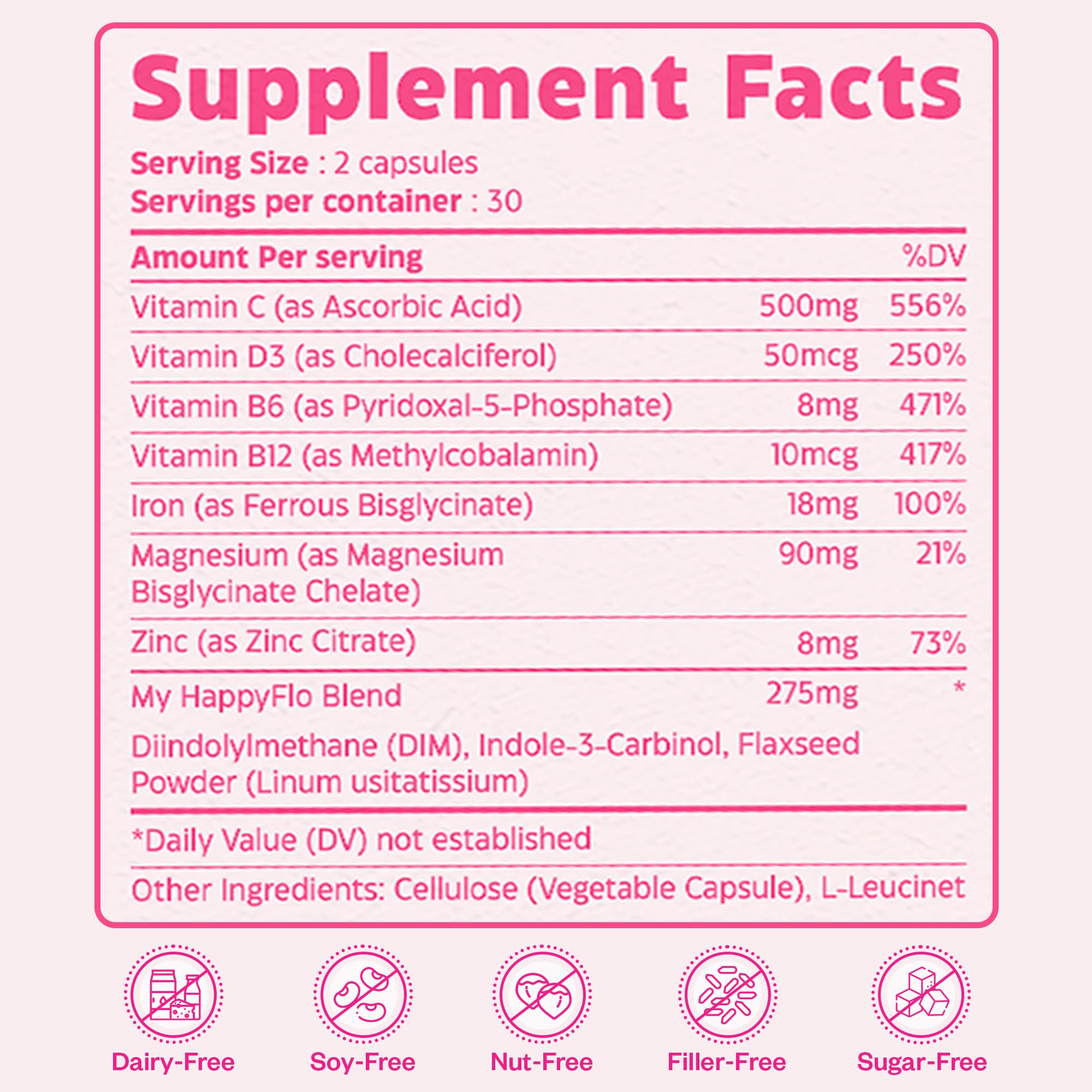 My Happy Flo PMS Support Supplement for Women with Iron, PMS Relief Hormone Support for Women, 10-in-1 PMDD Supplements for Women | DIM & I3C Indole-3-Carbinol for Cramp Relief, Heavy Flow - 60 Caps My Happy FloAu supplements