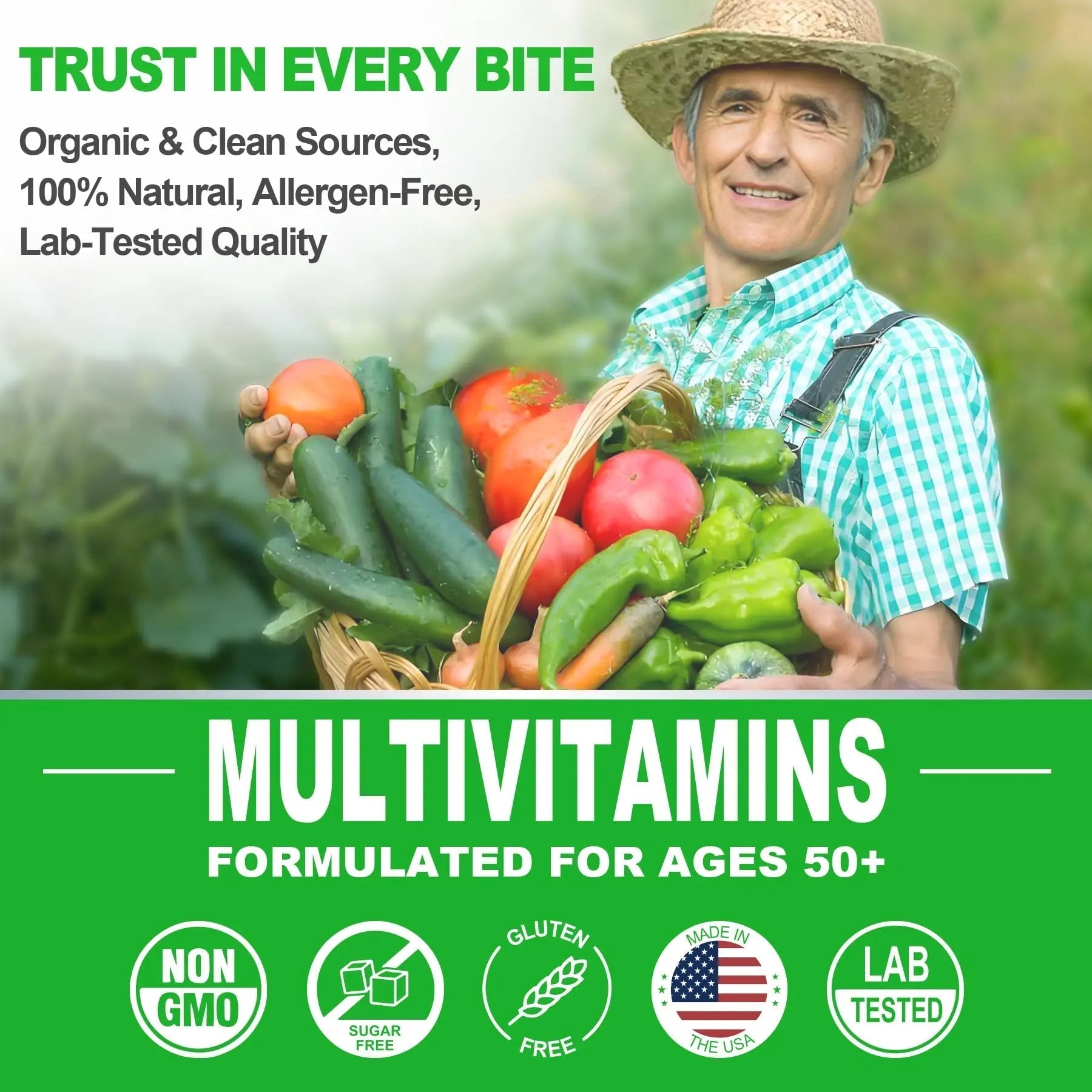 Multivitamin for Men 50 + Plus, Sugar Free Men Multivitamins Gummies w/Omega-3, Coq10, D3k2, Calcium, Magnesium NEVISSAu supplements