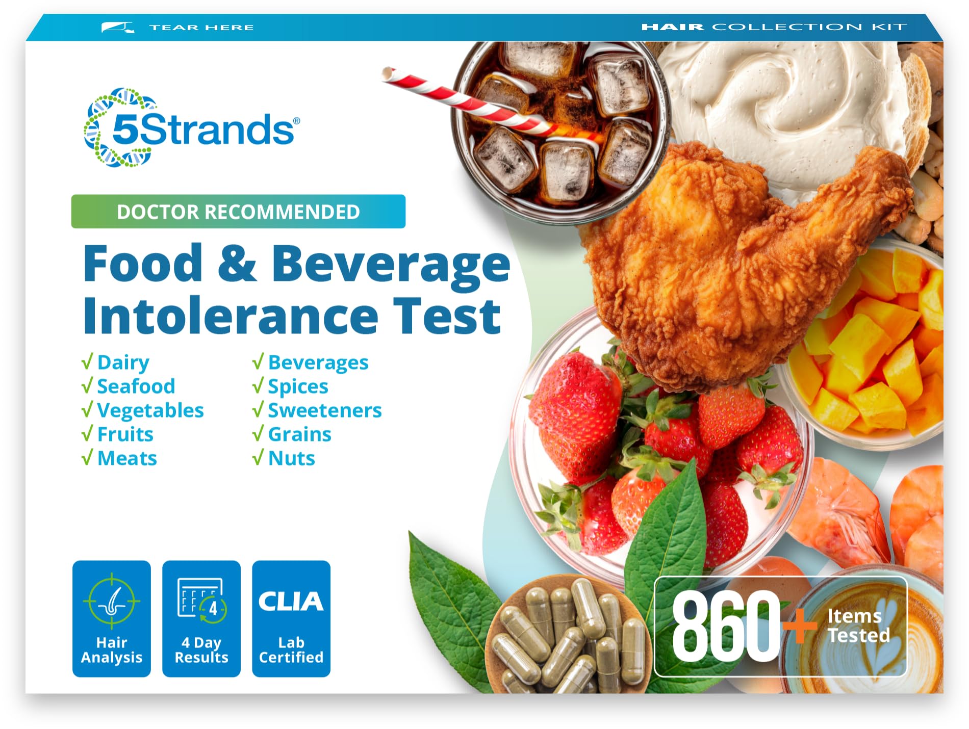 5Strands Food & Beverage Intolerance Test for Adults & Kids, 868 Items Tested, at-Home Sensitivity Testing, Hair Analysis, Gut Health Test, Results in 4 Days 5StrandsAu supplements