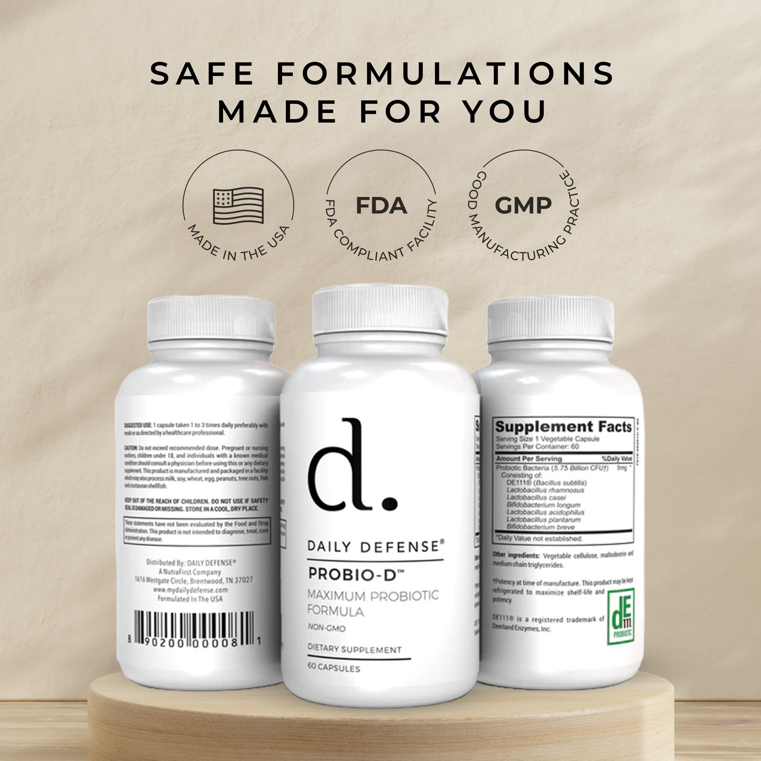 Daily Defense Probiotic Immune Support Supplement - Daily Probiotics for Men with Constipation & Gas - Digestion and Bloating Supplement & Probiotics for Women - 60 Capsules, PROBIO-D Daily DefenseAu supplements