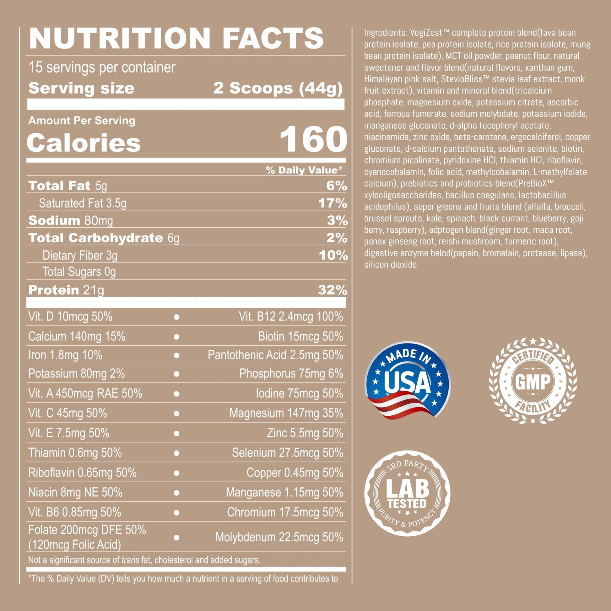 UpNourish Peanut Butter Vegan Protein Powder 54 Superfoods Powder,1.5 Billion CFU Probiotics 21g Plant Based Protein,No Sugar No Dairy No GMO Dairy Free,Meal Replacement Shake Keto-Friendly Low-Carb Diet,15 Servings UpNourishAu supplements