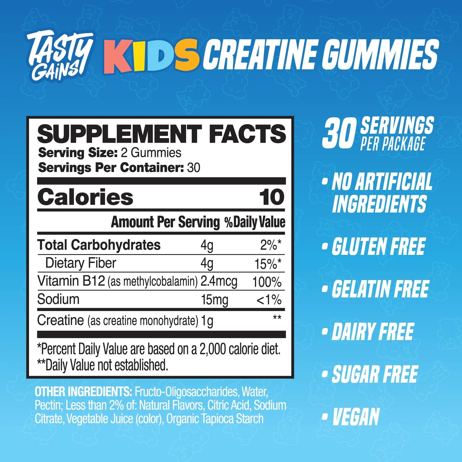 TASTY GAINS Kids & Teen Creatine Gummies with Vitamin B12 for Growth Support, Easy Chew Daily Supplement, Gummy Vitamins for Kids and Teens, Ages 5+ TASTY GAINSnz supplements