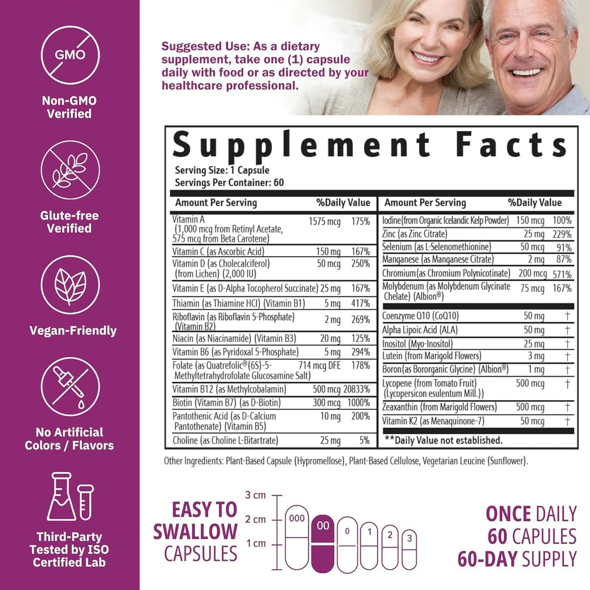 NatureGenX Just One Daily Methylated Multivitamin - 60 Caps Pure Methyl B12, Methylfolate MTHFR Support Supplement Iron Free Methylated Vitamins NatureGenXAu supplements