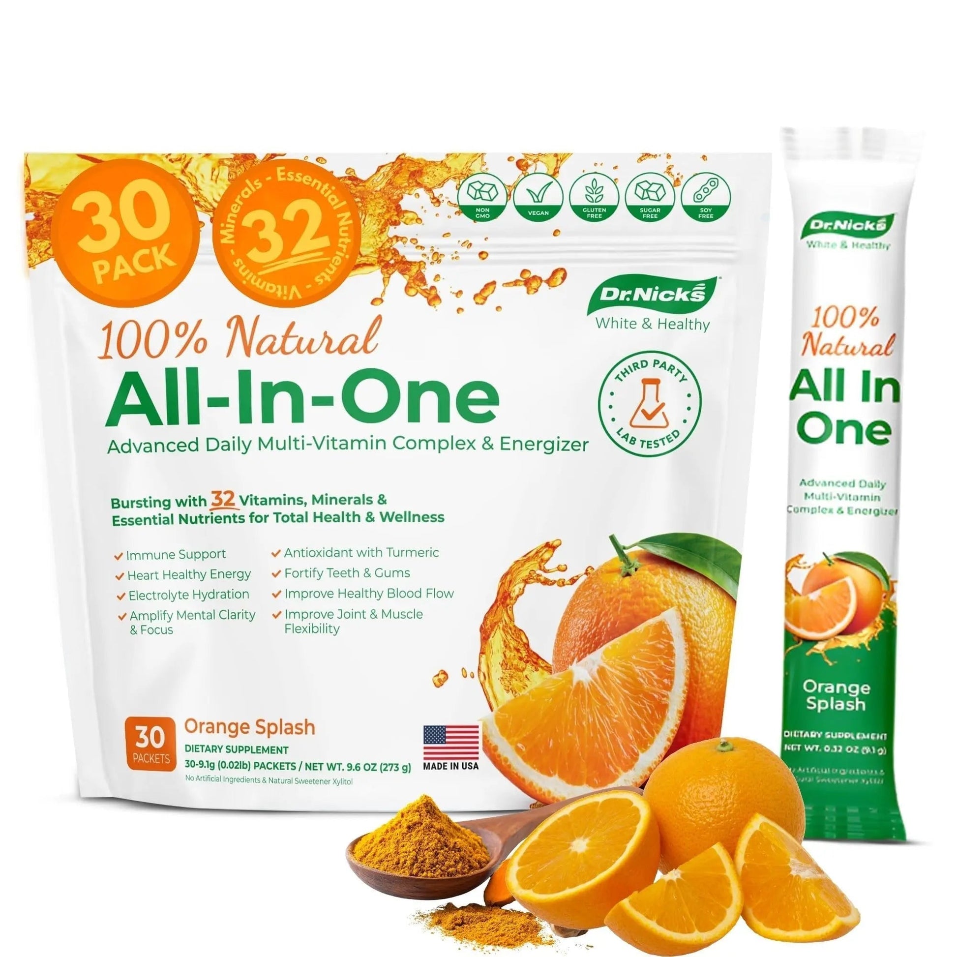 Dr. Nick's Multivitamin Powder for Women, 30 Pack, Orange Splash, Multivitamin for Women with 32 Vitamins and Minerals Dr.Nick's White & HealthyAu supplements