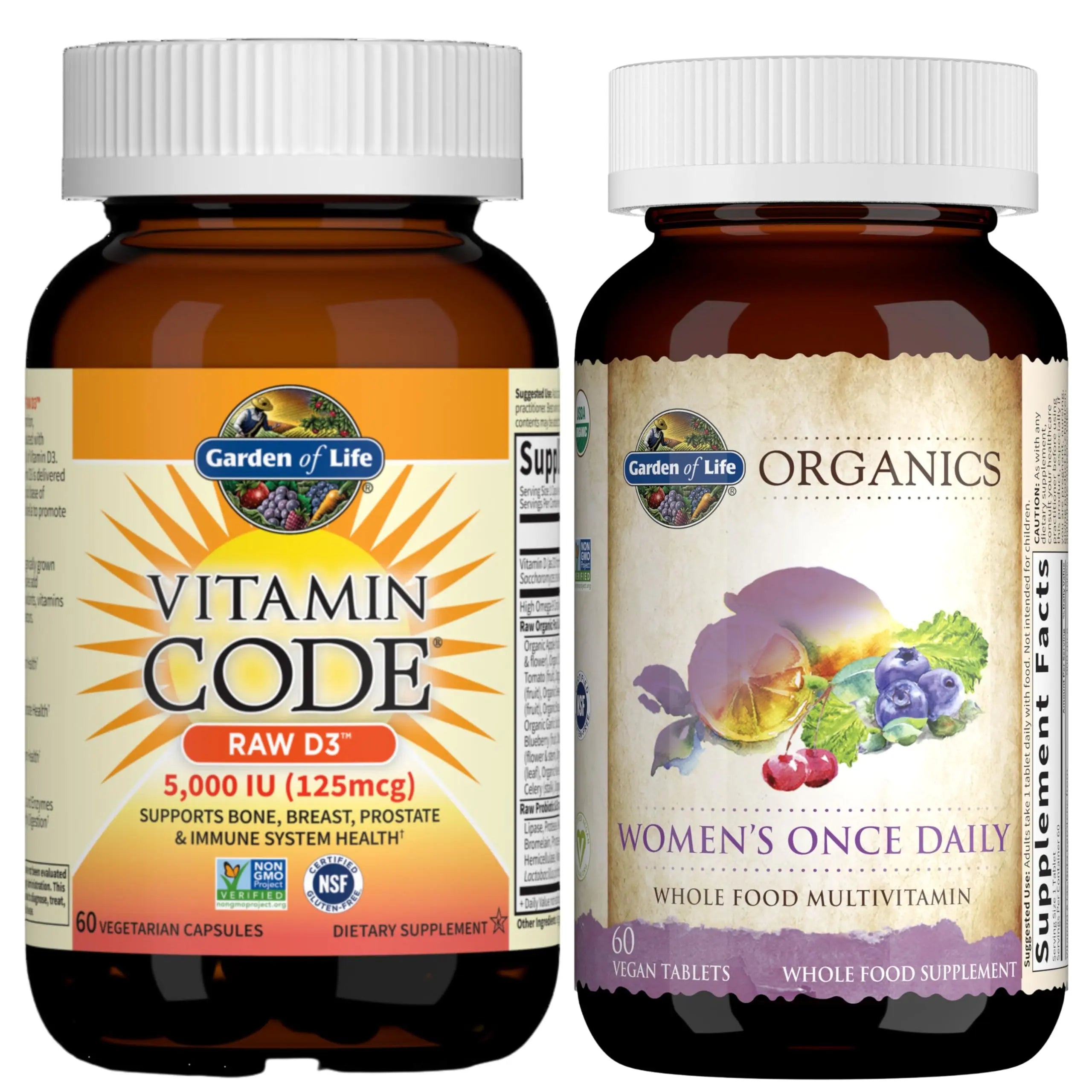 Garden of Life Organics Women's Once Dail,y 60ct & Vitamin Code Vitamin D3 5,000IU, 60ct Garden of LifeAu supplements