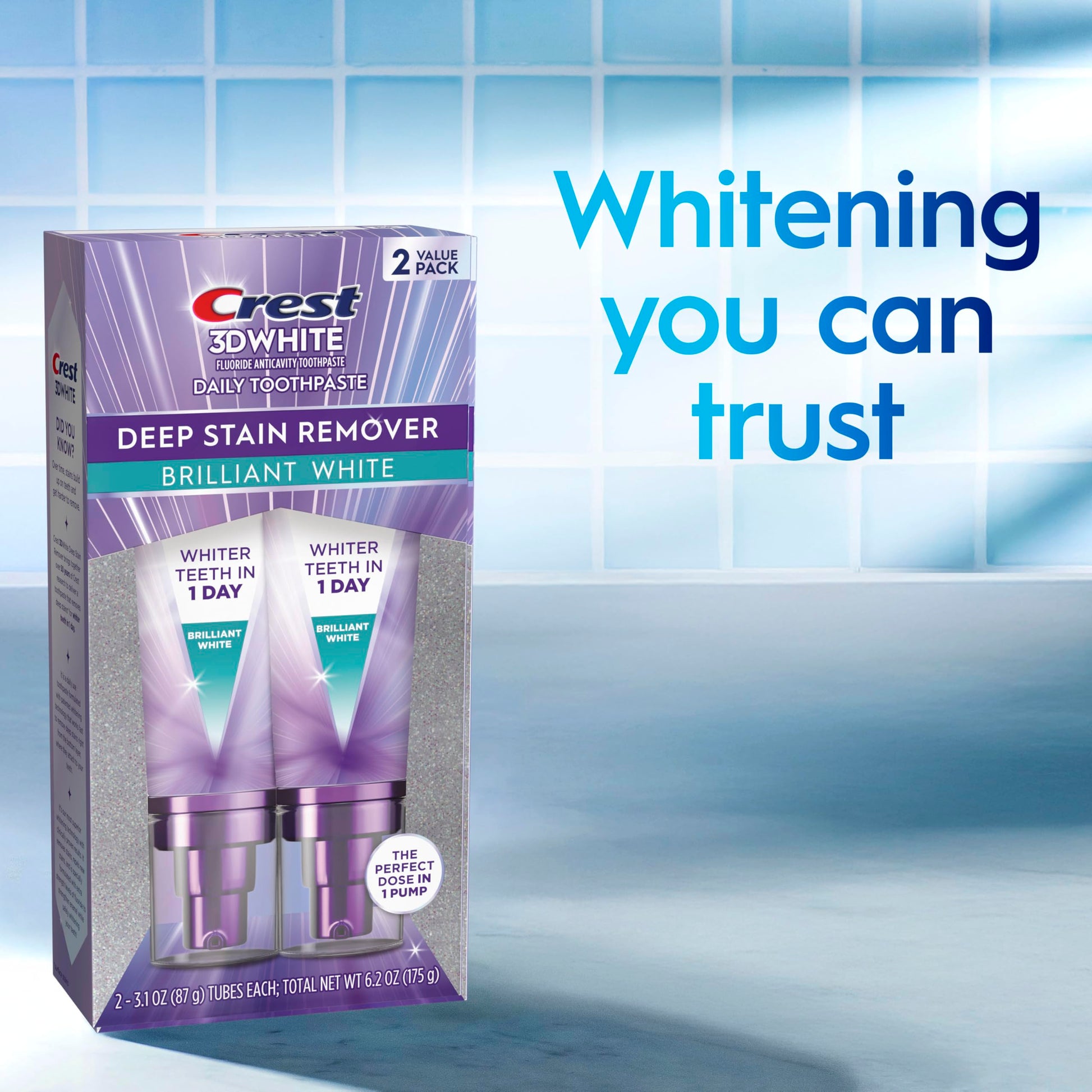 Crest 3DWhite Brilliance Deep Stain Remover Brilliant White Toothpaste - 3.1oz/2pk CrestAu supplements