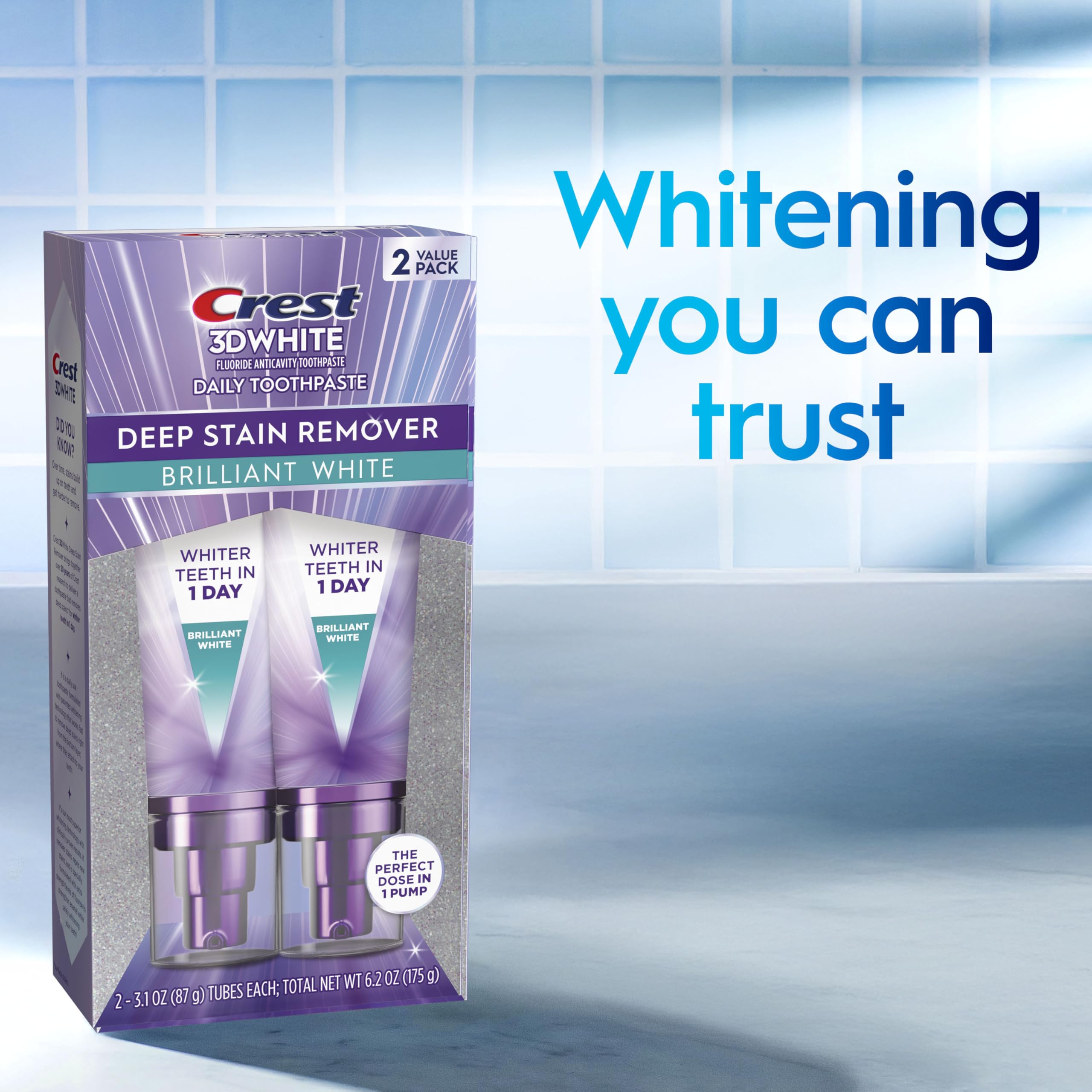 Crest 3DWhite Brilliance Deep Stain Remover Brilliant White Toothpaste - 3.1oz/2pk CrestAu supplements