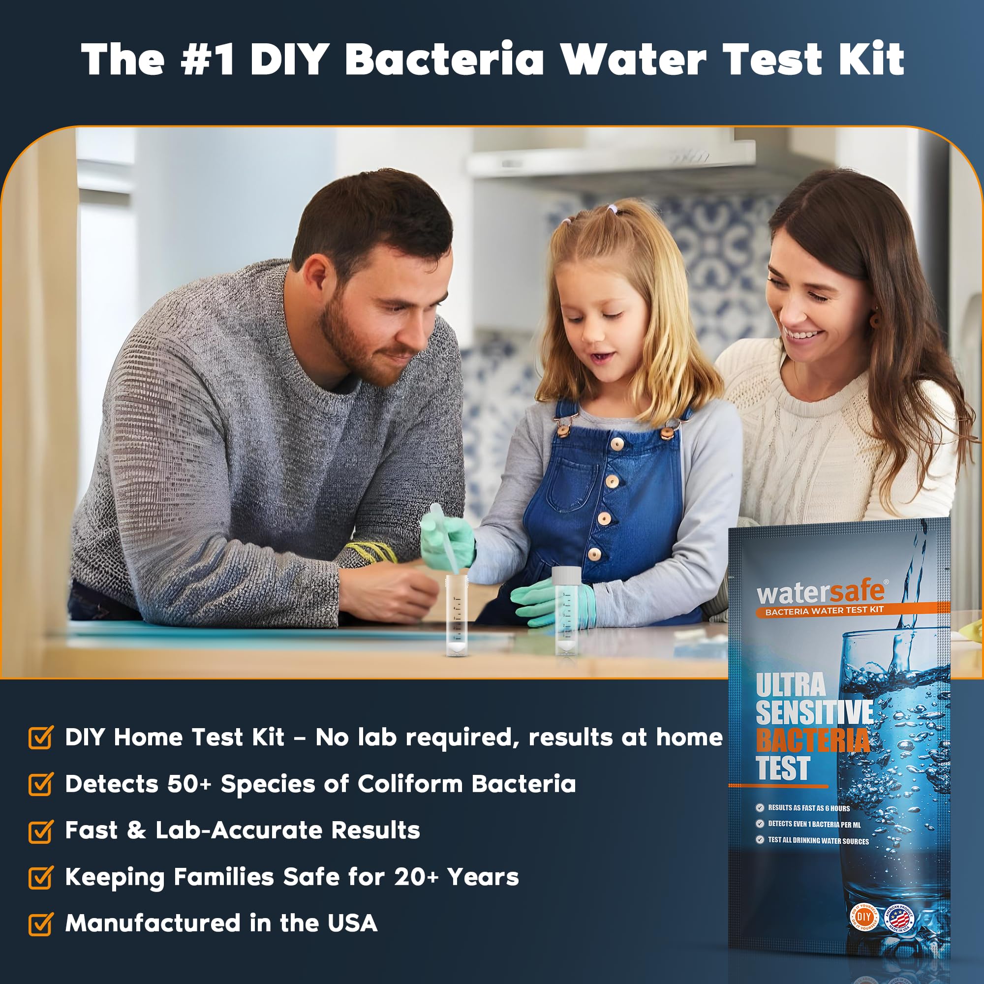 Watersafe® Bacteria Water Test Kit – USA-Made – Results as Fast as 6 Hours – Detects Coliform (Inc. E. coli) & Non-Coliform Bacteria in Drinking, Well & Tap Water – Lab-Quality Testing – 1 Pack WatersafeAu supplements