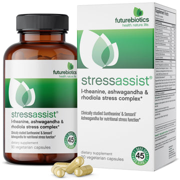 Futurebiotics Stressassist L-theanine Ashwagandha and Rhodiola Rosea Stress Complex - Natural Nutritional Stress Function, 90 Vegetarian Capsules FuturebioticsAu supplements