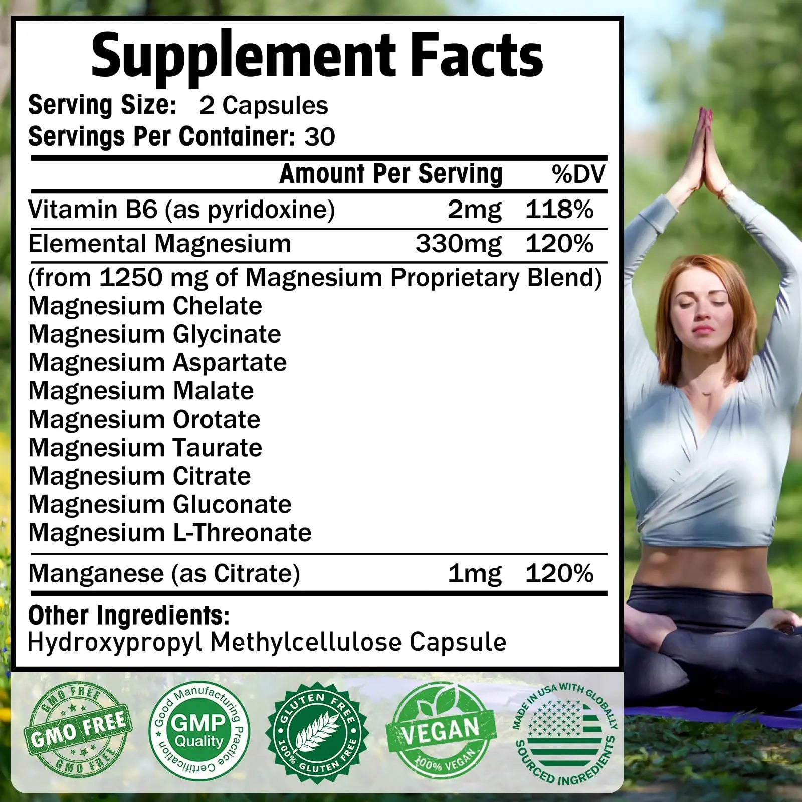 Magnesium Supplement with 9 Forms of High Absorption Magnesium Glycinate, L-threonate, Citrate, Malate and More for Muscle, Brain Support, Non-GMO, Gluten & Soy Free, 60 Capsules Simlikenz supplements