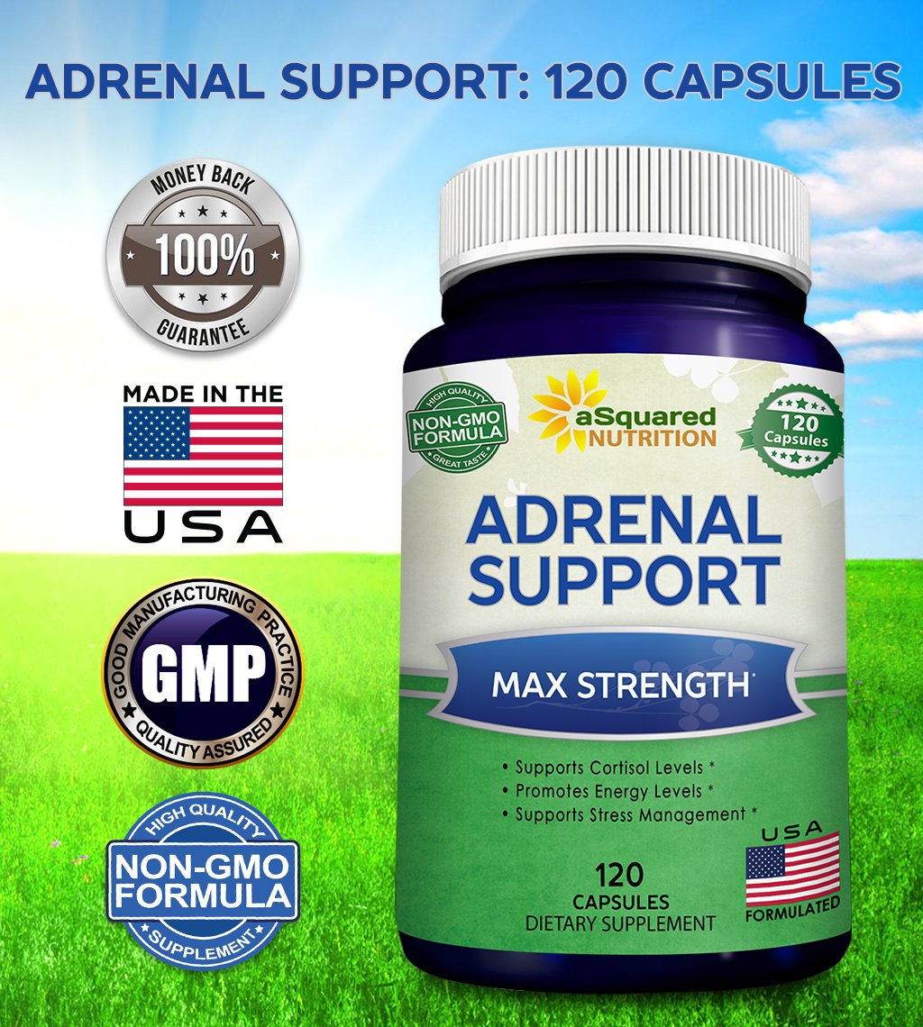 aSquared Nutrition Adrenal Support & Cortisol Manager Supplement (120 Capsules)-Adrenal Health w/Vitamin C Complex Pills to Support Fatigue & Stress Relief-Ashwagandha, L-Tyrosine, Rhodiola & Ginseng aSquared NutritionAu supplements