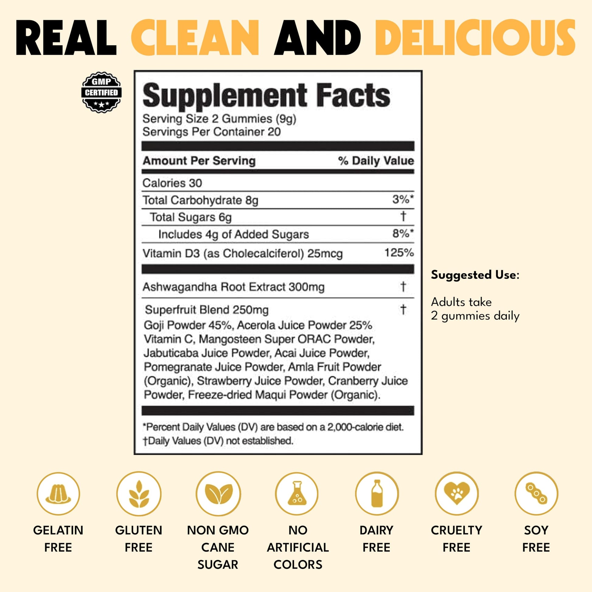 JUGO Focus + SUPERFOODS Ashwagandha Gummies with Vitamin D3 & Superfruit Blend, Vegetarian-Friendly Focus Supplement with Adaptogens, Gelatin-Free and Gluten-Free, Non-GMO, Made in USA, 40 Coun JUGO LLCAu supplements