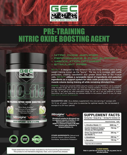 GEC N.O.- flo Nitric Oxide (Coconut Lime) GENETIC EDGE COMPOUNDSUS supplements