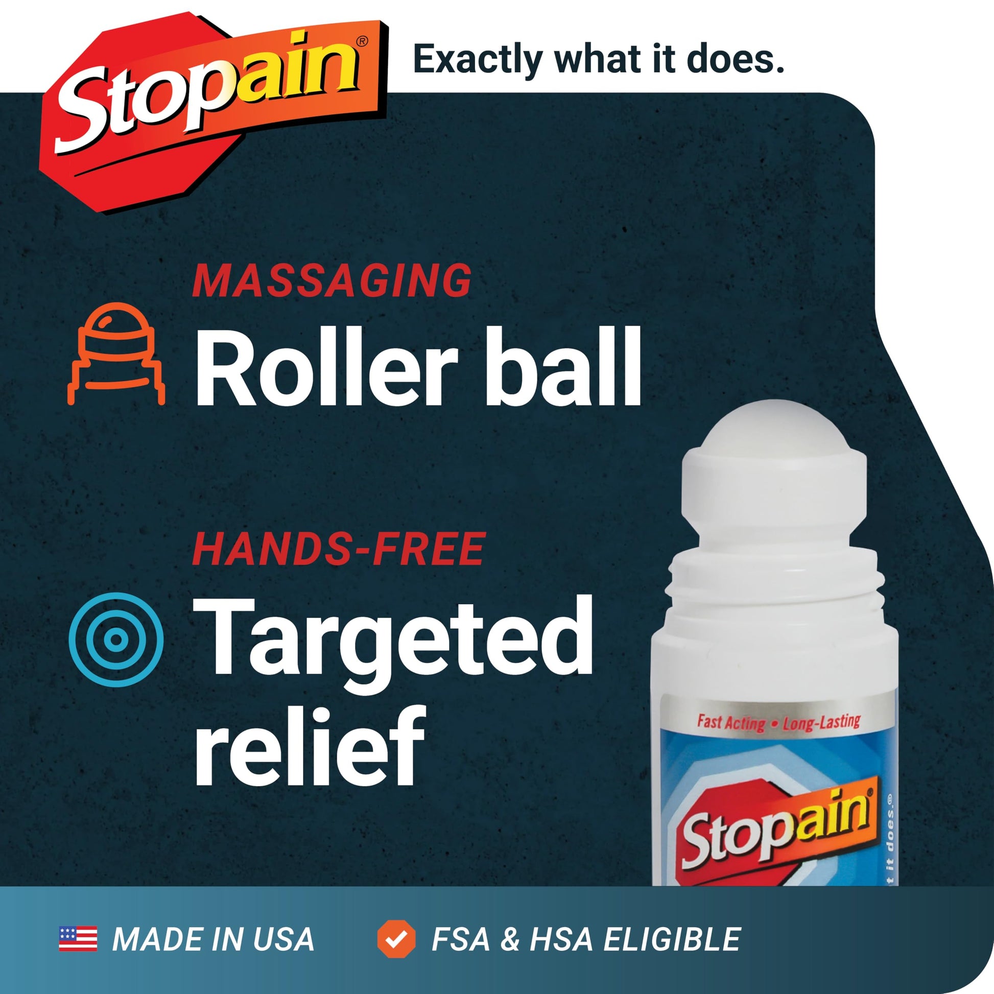 Stopain Pain Relief Roll On Gel 3oz, USA Made, Max Strength Fast Acting with MSM, Glucosamine, Menthol for Arthritis, Lower Back, Knee, Neck, HSA FSA Approved OTC Topical Analgesic Products StopainAu supplements