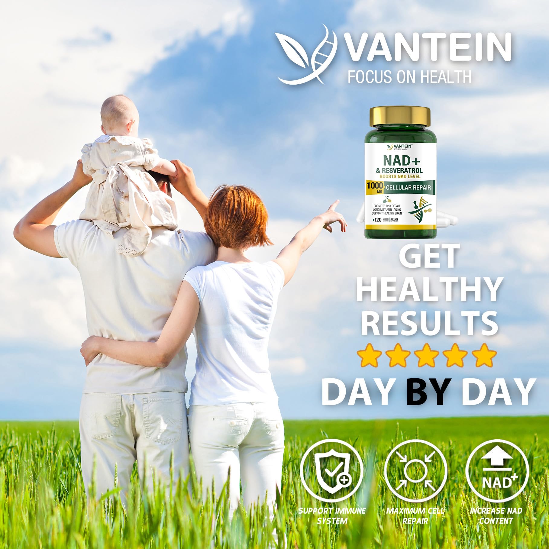 TEATTY NAD+ & Resveratrol Supplement - NMN Alternative with 120 Capsules, Anti-Aging Cellular Support, Energy & Longevity Booster, DNA Repair Formula TEATTYAu supplements