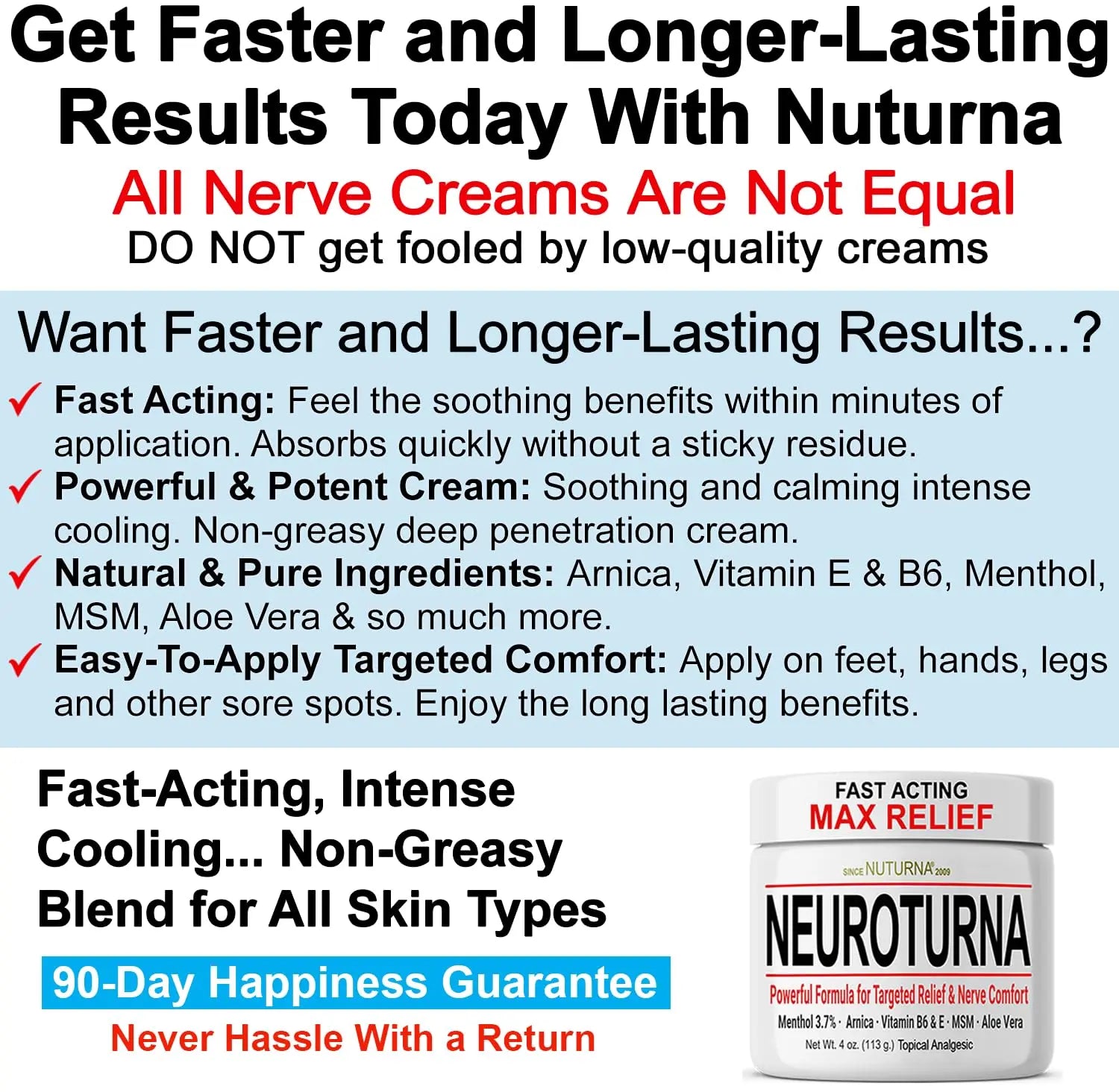 Neuropathy Nerve Cream - Fast Acting for Feet Hands Legs Toes - Ultra Strength Menthol, Arnica, Aloe Vera, MSM, Natural Soothing Nerve Comfort - Extra Large 8 oz NuturnaAu supplements