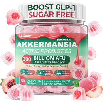 Akkermansia Probiotics Gummies with Prebiotics Fiber, 300 Billion AFU Akkermansia Muciniphila, with Polyphenol Fruits, Resistant Starch