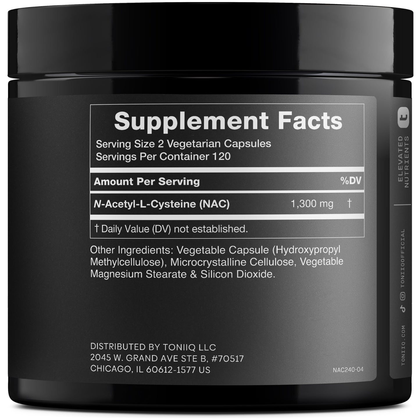 Toniiq 1300mg NAC - 4 Month Supply - Min. 98%+ Tested Purity - Ultra High Strength Bioavailable NAC Cysteine Supplement - 240 Vegetarian N Acetyl Cysteine ToniiqUS supplements
