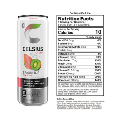 CELSIUS Sparkling Kiwi Guava, Functional Essential Energy Drink 12 Fl Oz (Pack of 12) CELSIUSUS supplements