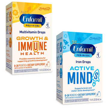 Enfamil Poly-Vi-Sol and Fer-in-Sol Iron Liquid Drop Multivitamin Supplements for Infants and Toddlers, 2x50 mL Dropper Bottle Enfamil Prenatals & Baby VitaminsAu supplements