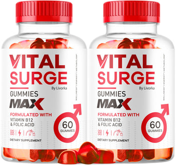 (2 Pack) Vital Surge - Vital Surge for Men, Max Maximum Strength 1050 MG, VitalSurge Supplement Support Gummy Advanced Formula, Premium Vitamin Gomitas (120 Gummies) LIVORKAAu supplements
