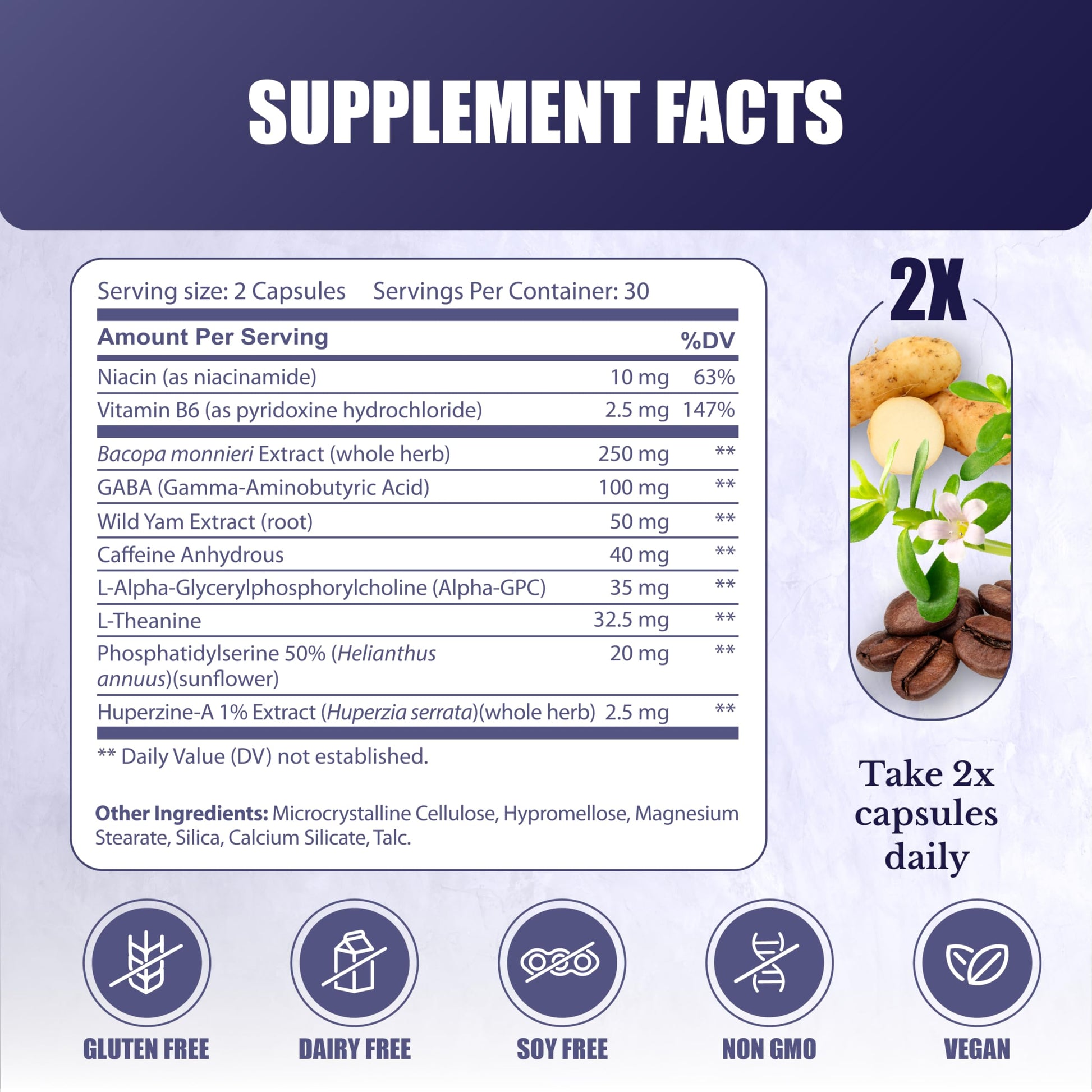 NATION HEALTH MD Cognilux - Brain Supplements for Memory and Focus - Nootropic Focus Supplement with Niacin, Vitamin B6, GABA and More - Memory Supplement for Brain, Brain Health NATION HEALTH MDAu supplements