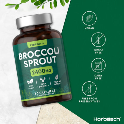 Broccoli Sprout Extract | Activated Sulforaphane Supplement | 2400mg Capsules | 60 Ct HorbäachUS supplements
