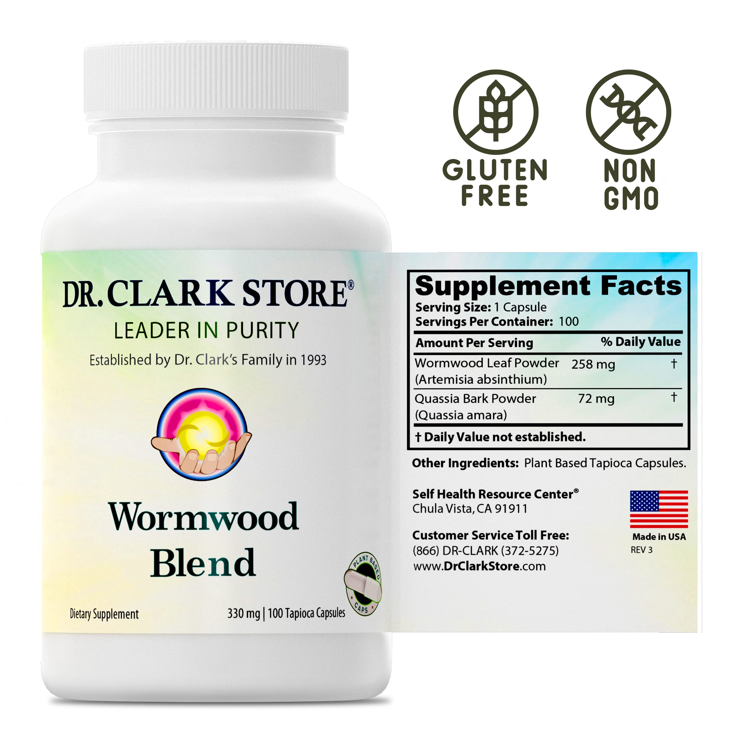 Dr Clark Superblend Wormwood Capsules - Vegetarian 330 mg, 100 Capsules - Wormwood Herb Without Artificial Preservatives, Wormwood Combination with Quassia Dr Clark StoreAu supplements