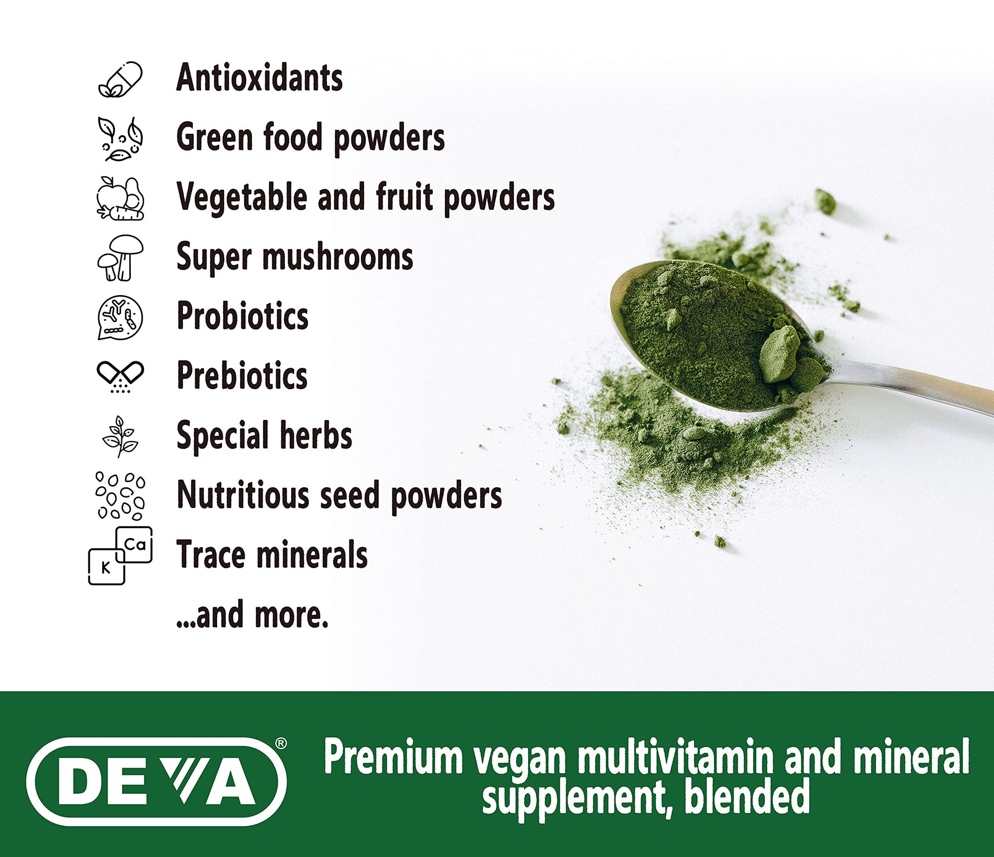 DEVA Tuba Prime Vegan Multivitamin - High-Potency Vitamin and Mineral Dietary Supplement - Antioxidants, Fruit and Vegetable Blend, Super Mushrooms, Probiotics, Prebiotics, Seeds, Herbs - 90 Tablets DEVAAu supplements