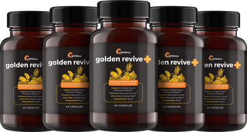UpWellness Golden Revive + Joint Support Supplement Featuring Turmeric with Black Pepper, Quercetin, and Magnesium- Turmeric Boswellia Supplement - 6 Active Ingredients - 60 Capsules, 5 Pack UpWellnessAu supplements