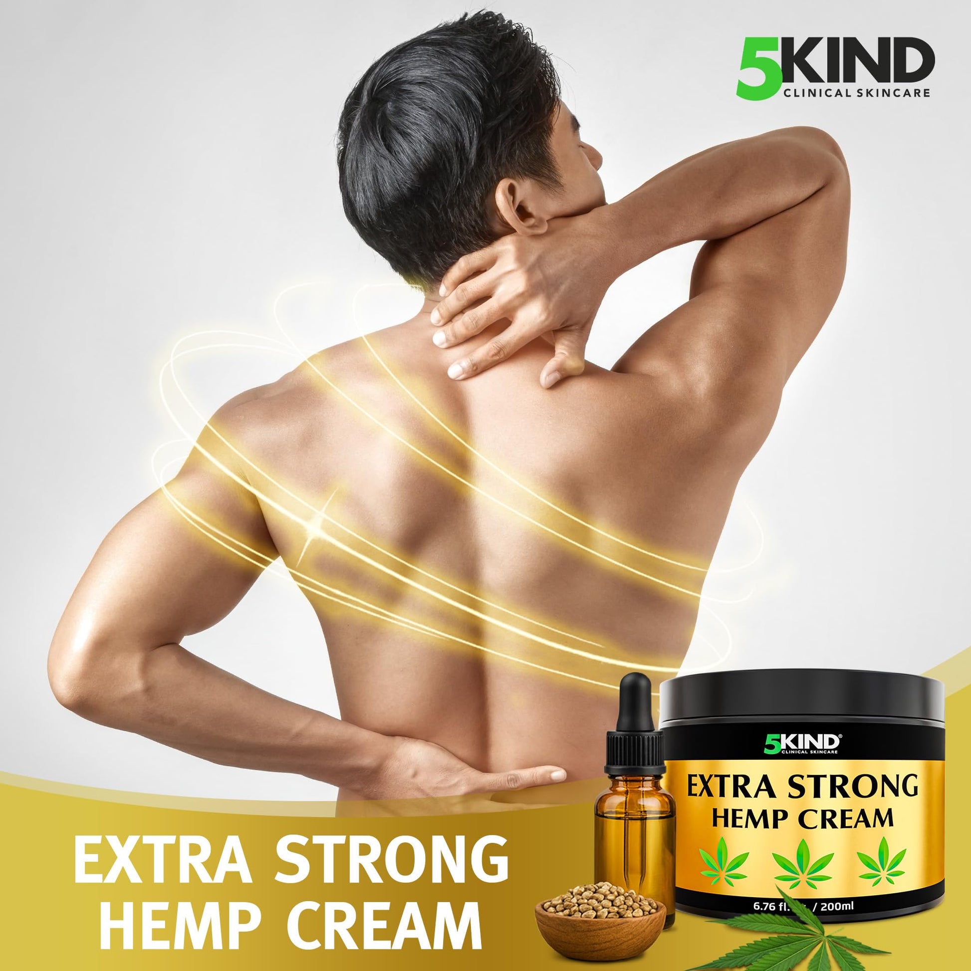 5kind Extra Strong Hemp Cream 6.76 fl oz - Maximum Strength - Natural Topical Cream - Muscle Rub for Lower Back, Joints, Neck, Knees, Shoulders 5kind clinical skincareAu supplements