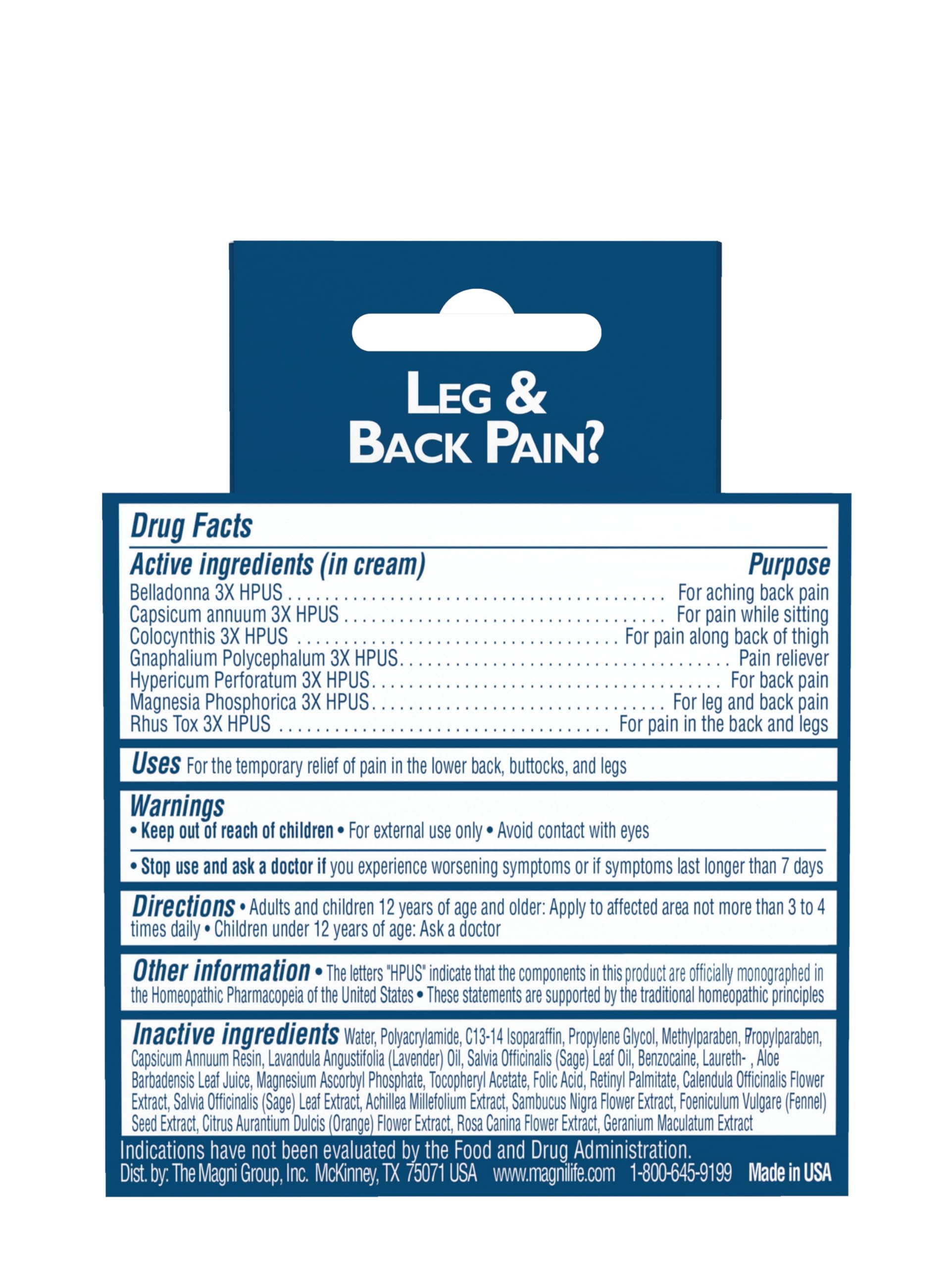 MagniLife Leg & Back Pain Relief Cream (4 oz), Topical Support for Leg Pain & Lower Back Discomfort, Fast Absorbing, No Residue, Mild Scent, Massage-in Formula MagniLifeAu supplements