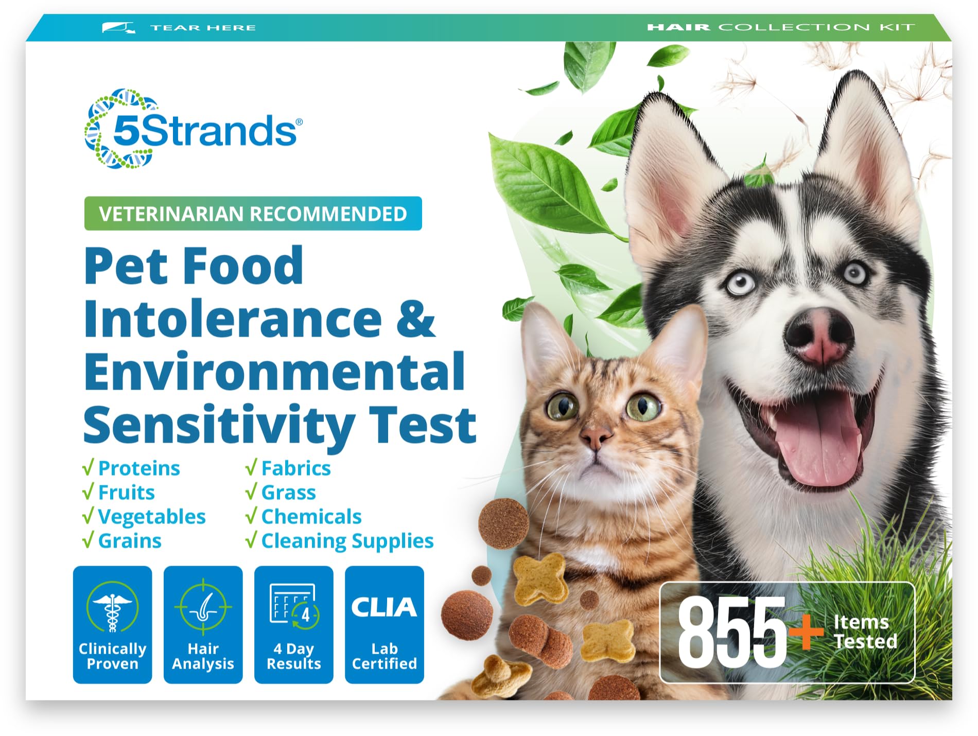 5Strands Pet Food Intolerance & Environmental Sensitivity Test, at Home Gut Health Test for Dogs & Cats, 857 Items Tested, Pet Health Check, Results in 4 Days, for All Ages and Breeds 5StrandsAu supplements