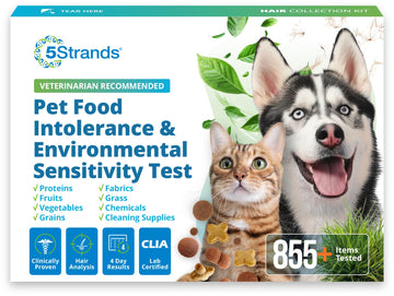5Strands Pet Food Intolerance & Environmental Sensitivity Test, at Home Gut Health Test for Dogs & Cats, 857 Items Tested, Pet Health Check, Results in 4 Days, for All Ages and Breeds 5StrandsAu supplements