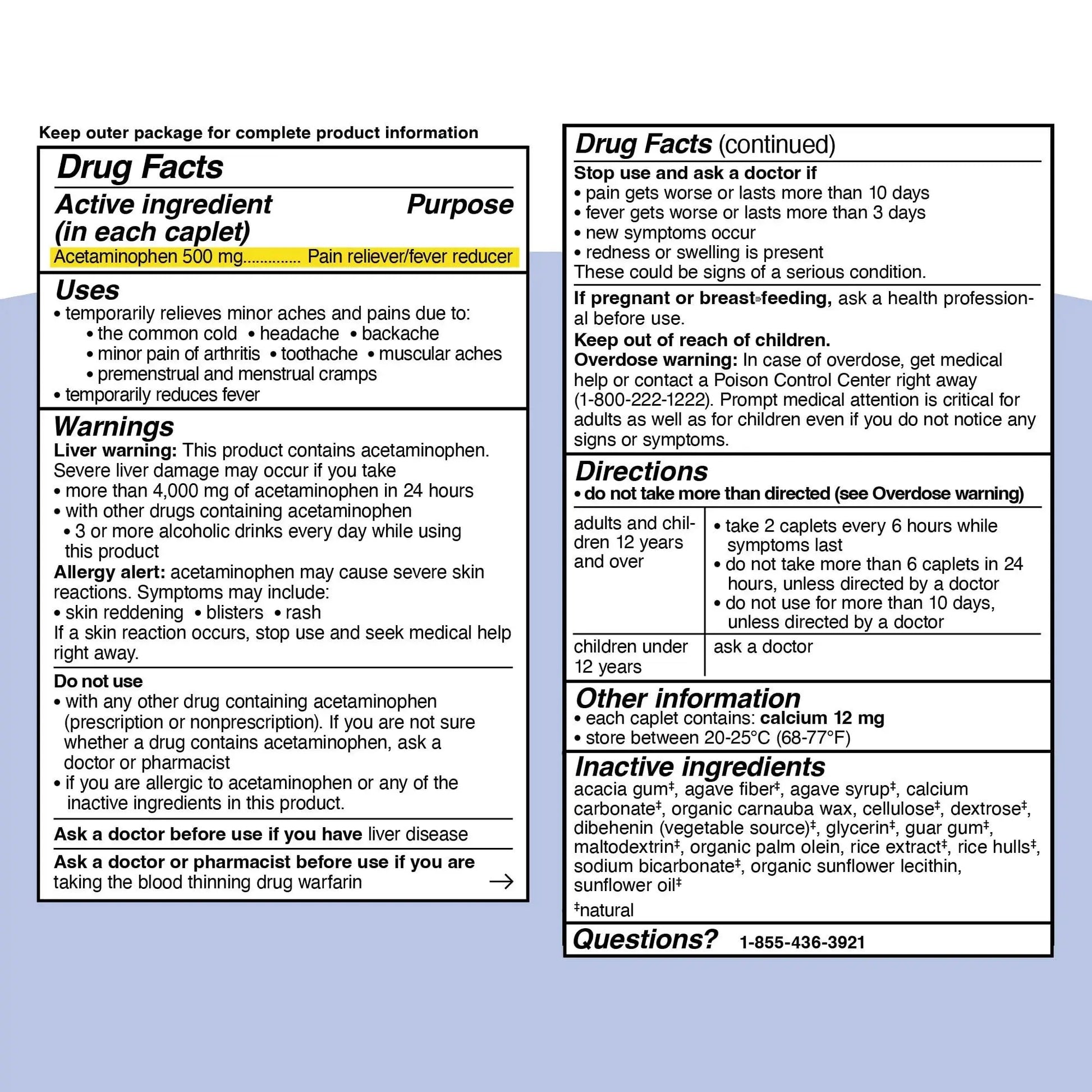 Genexa Clean Acetaminophen 500mg Extra Strength, Dye Free Pain Reliever Fever Reducer, 0% Artificial Additives, Pain Medicine for Adults, Relieves Headache, Backache, Minor Arthritis Pain, 100 Tablets GenexaAu supplements