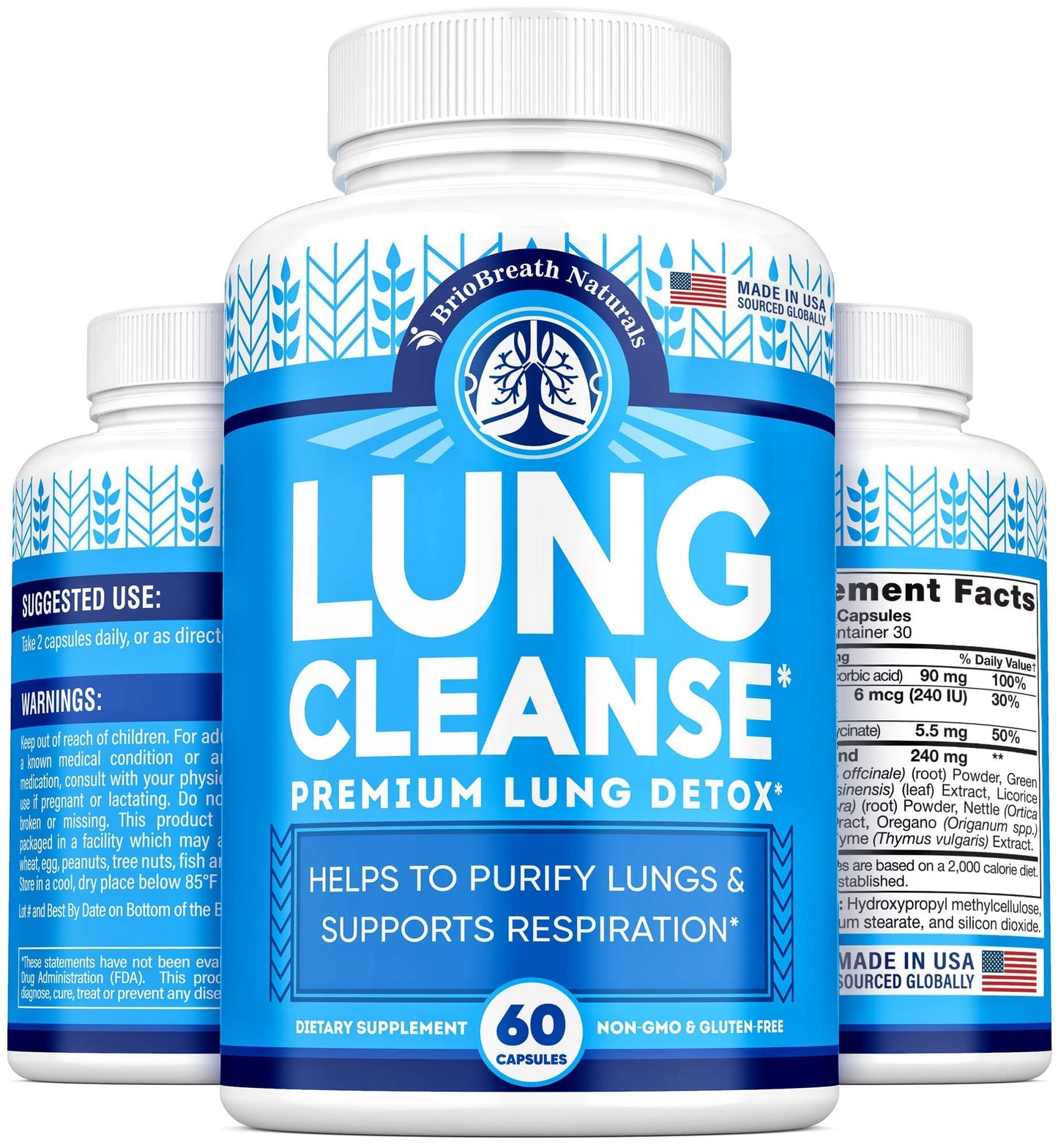 Lung Support Supplement - Natural Capsules for Lung Cleanse and Detox BRIOBREATH NATURALSUS supplements