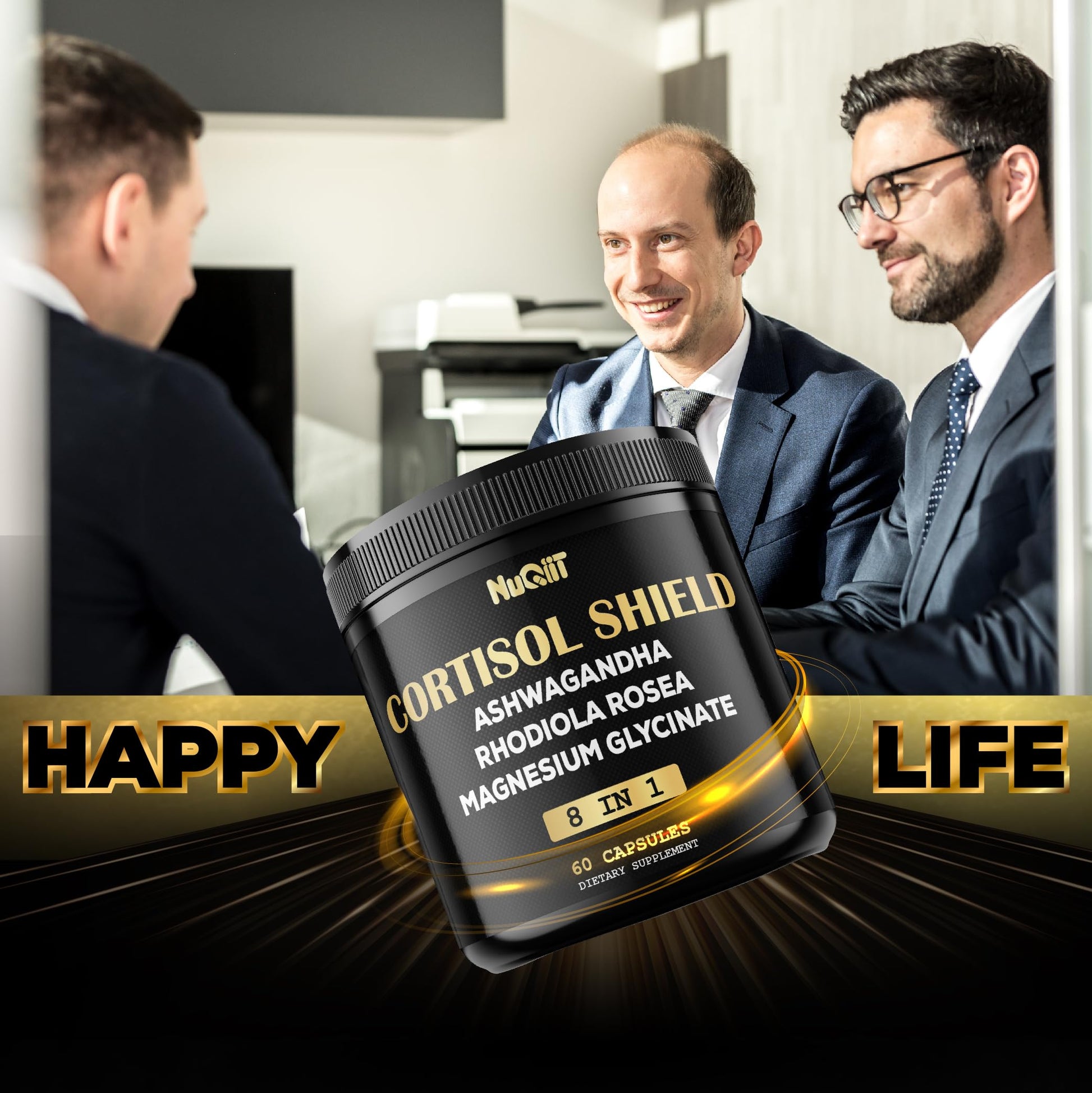 8in1 Cortisol Shield - Ashwagandha and Magnesium, Rhodiola Rosea, Lions Mane, Sea Moss, Turmeric, St Jonh's Wort - Mind& Mood Balance, Rest Well, Support Immume - 60 Capsules NUQIITAu supplements