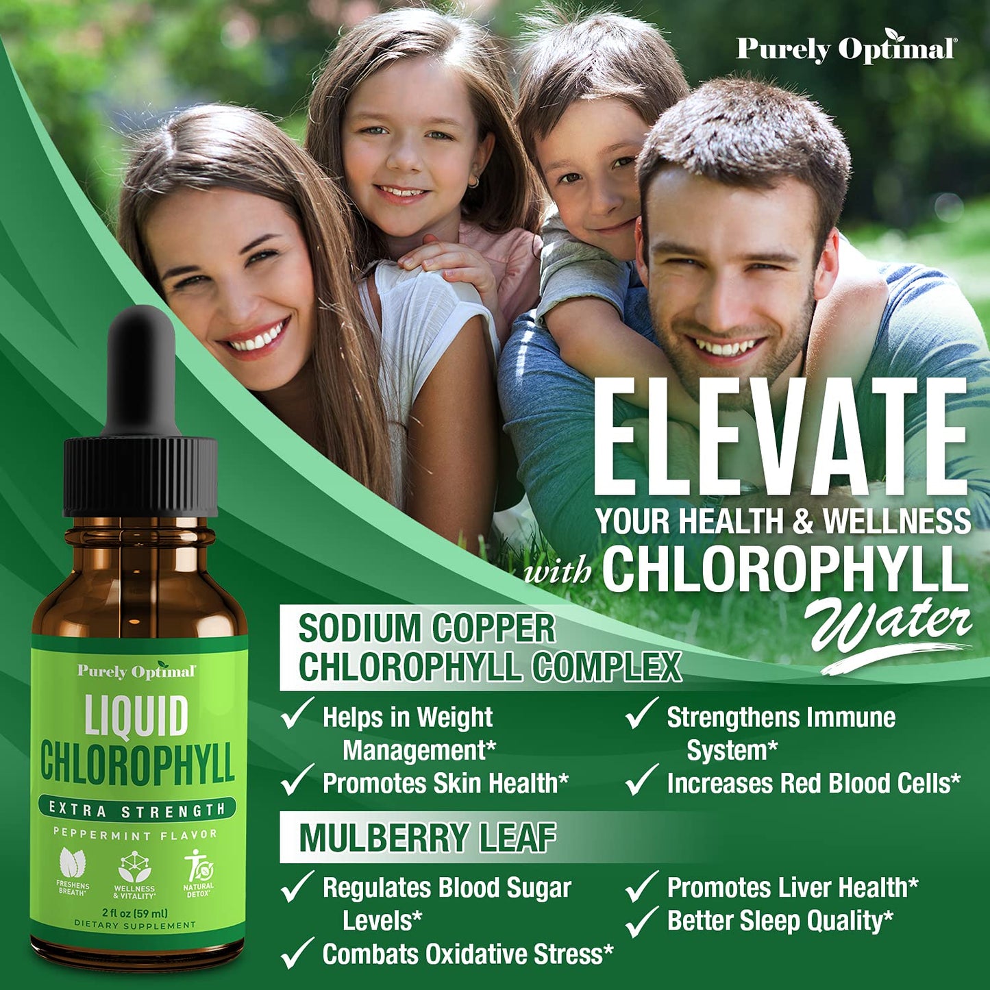 Premium Chlorophyll Liquid Drops - 100% Natural & Gluten Free Liquid Chlorophyll Purely OptimalUS supplements