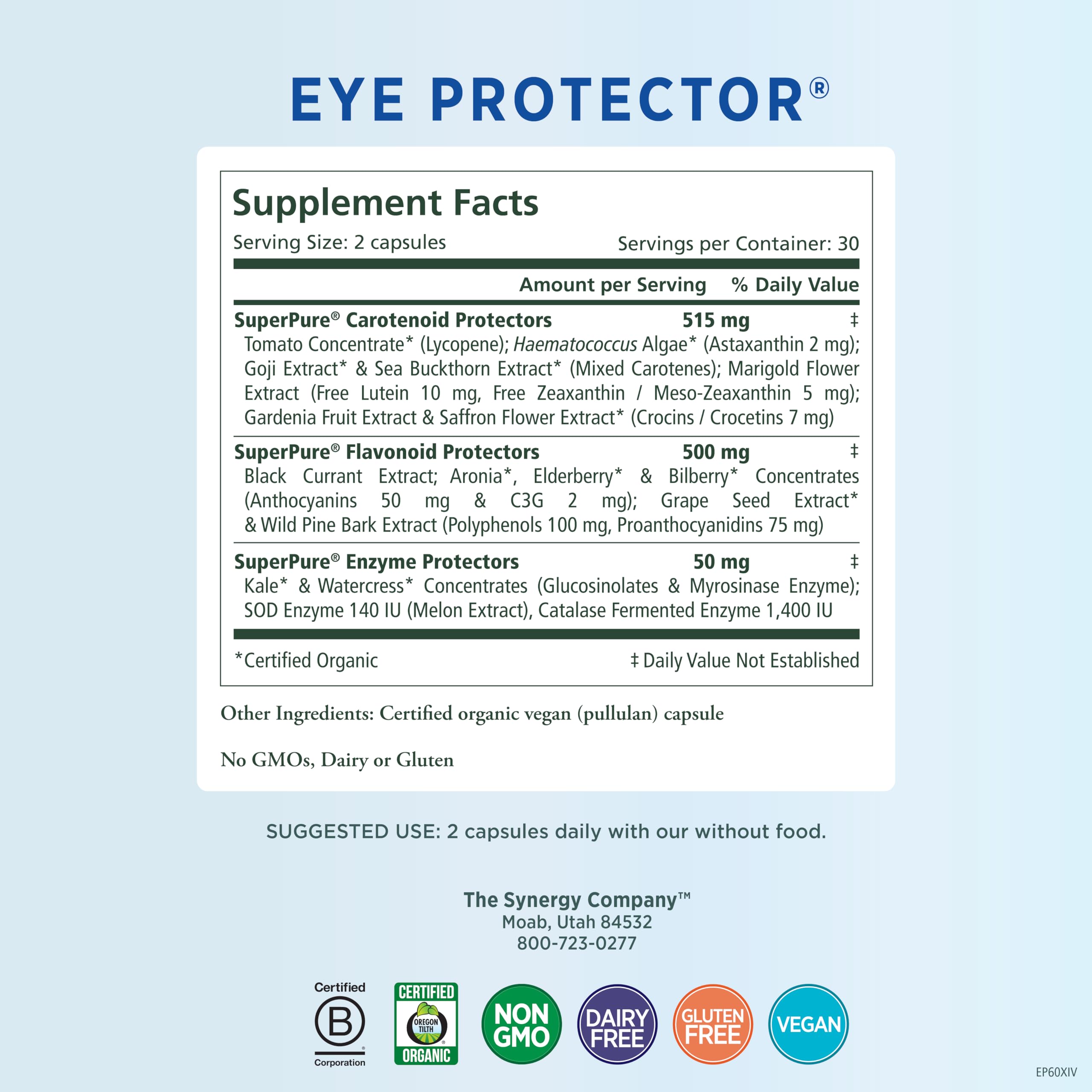 PURE SYNERGY Eye Protector | 100% Natural, Vegan Eye Health Supple PURE SYNERGYUS supplements