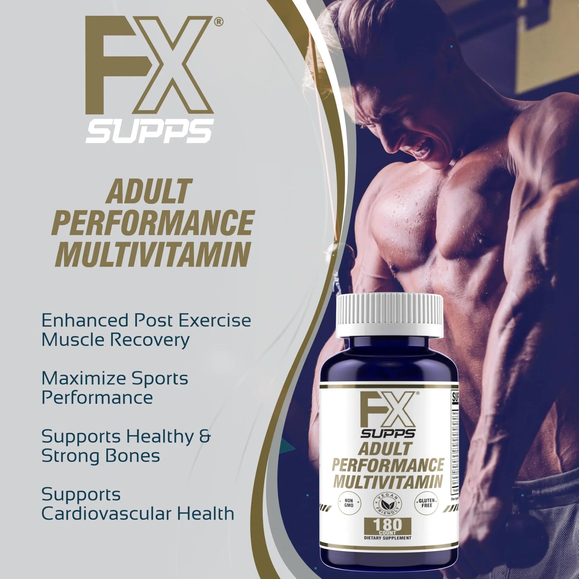 FXSUPPS Performance Multi-Vitamin with Amino Acids, Beta-Alanine and L-Carnitine, Enhanced Performance and Recovery, 180 Tablets FXSUPPSAu supplements