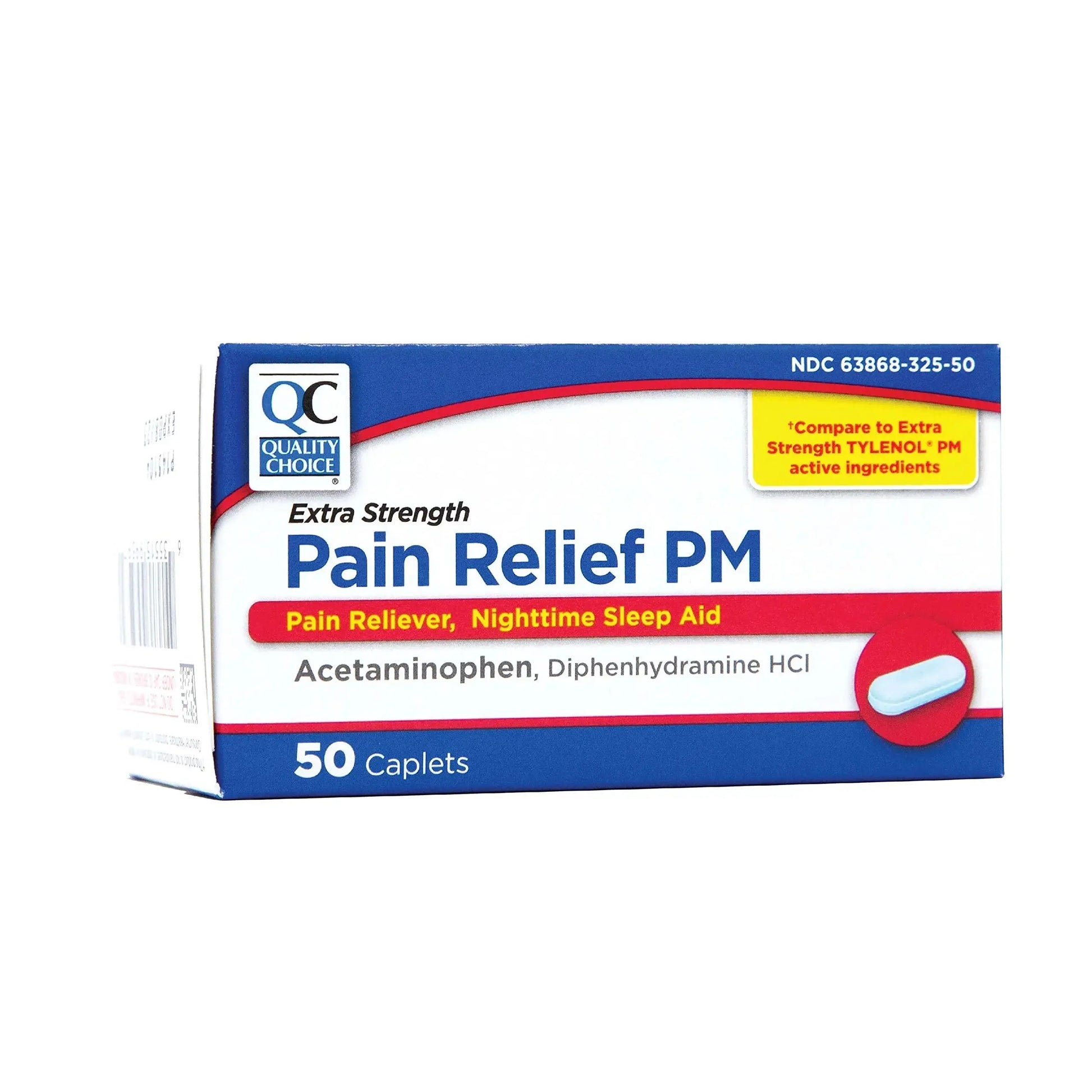 Quality Choice Extra Strength Pain Relief PM, Pain Reliever and Nighttime Sleep Aid, Acetaminophen 500 mg & Diphenhydramine HCI 25 mg (Sleep Aid), 50 Count Package of Caplets Quality ChoiceAu supplements