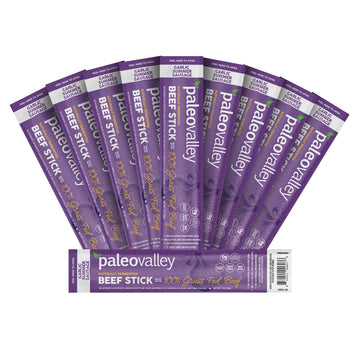 Paleovalley 100% Grass Fed Garlic Summer Sausage Beef Sticks - Delicious Gluten Free Beef Snack - High Protein Keto Friendly PaleovalleyUS supplements