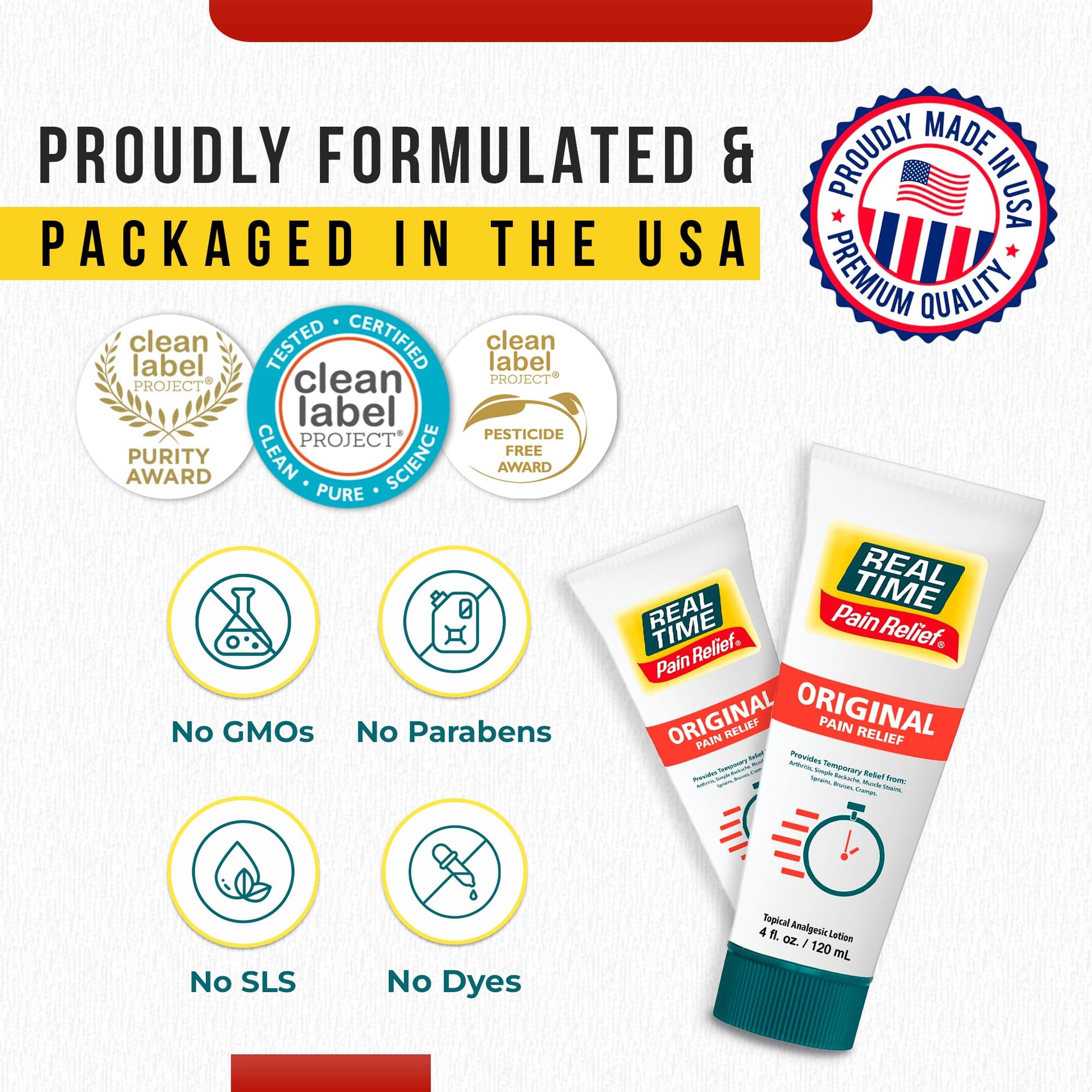 Real Time Pain Relief Cream 4oz Tube | 17 Natural Ingredients: 1.25% Menthol, Arnica & MSM | Muscle Strain & Joint Discomfort Relief for Arthritis, Cramps, Sprains, Bruises, Hands, Back & Knee Pain Real Time Pain ReliefAu supplements