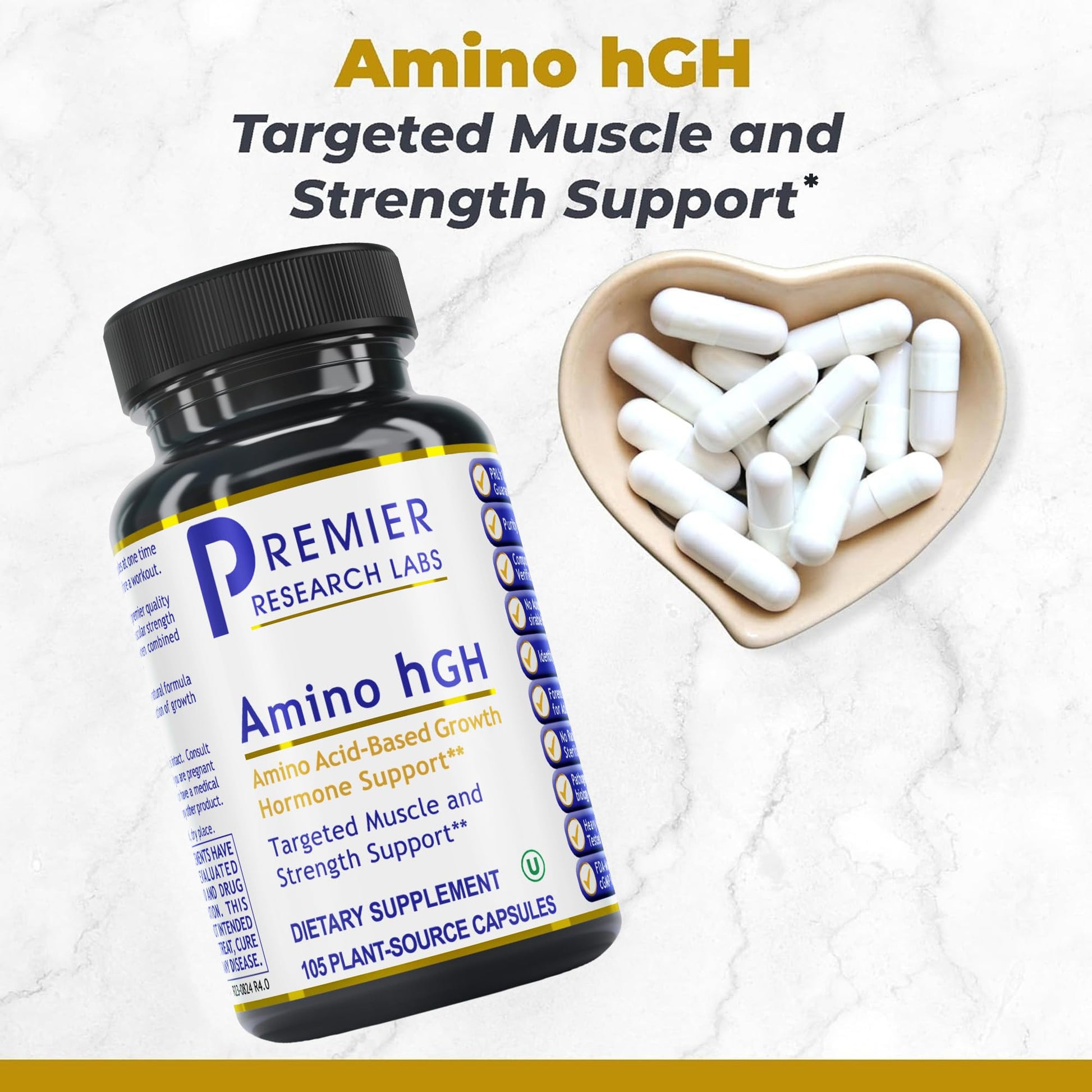 Premier Research Labs Amino HGH - HGH Supplements for Men, HGH Supplements for Women, Amino Acids, L-Arginine, L-Lysine, HGH Enhancer, Support Human Growth Hormone and Muscle Growth - 105 Capsules Premier Research LabsAu supplements
