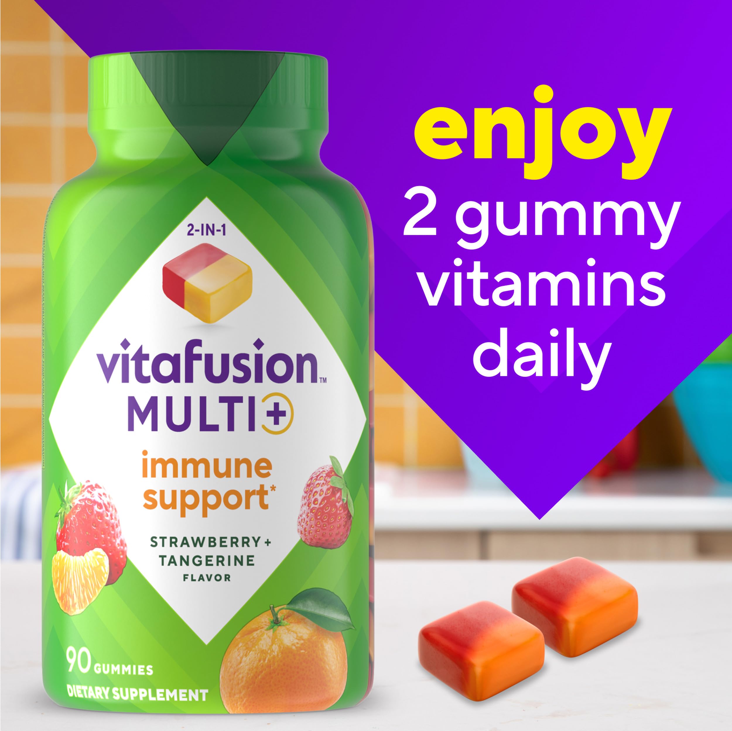 Vitafusion Multi+ Immune Support* – 2-in-1 Benefits & Flavors – Adult Gummy Vitamins with Vitamin C, Zinc VitafusionAu supplements