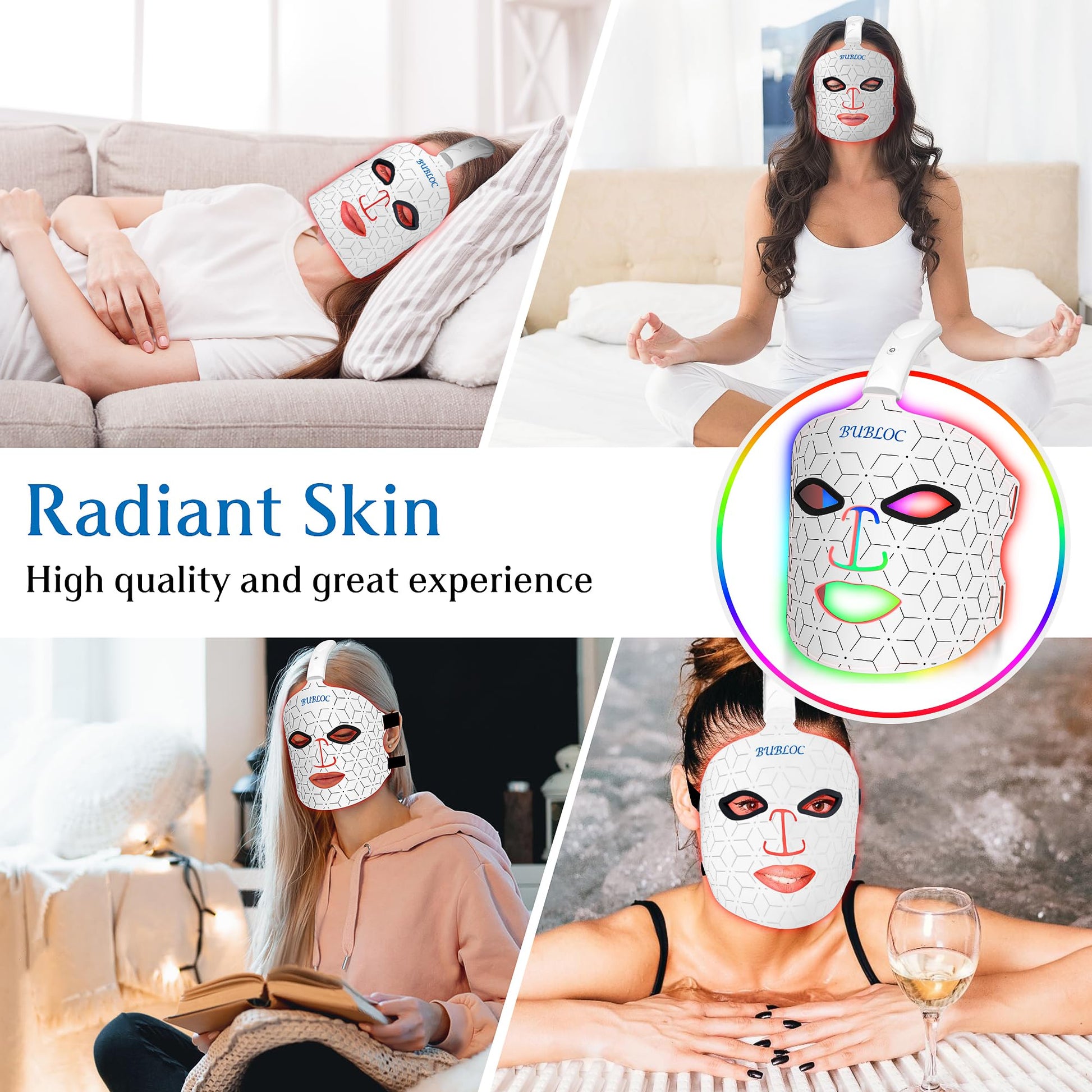 BUBLOC Red Light Therapy Mask, Led Contour Face Mask Light Therapy, 7 Color Red Light Face Mask BUBLOCAu supplements