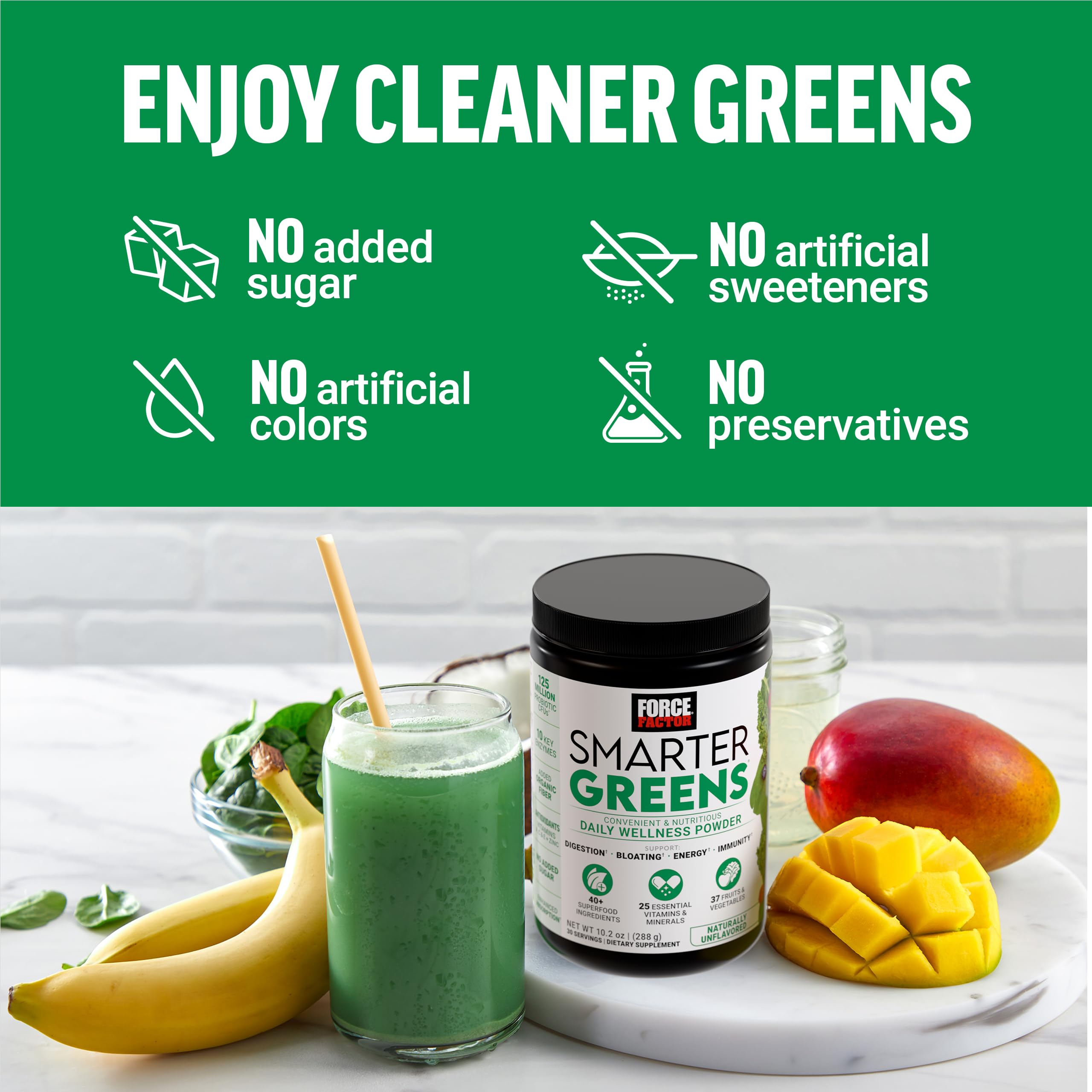 Force Factor Smarter Greens Daily Wellness Powder 2-Pack to Support Energy, Immunity & Digestion, Superfood Greens Powder with Vitamins, Minerals & Probiotics, Unflavored, 60 Servings Force FactorAu supplements