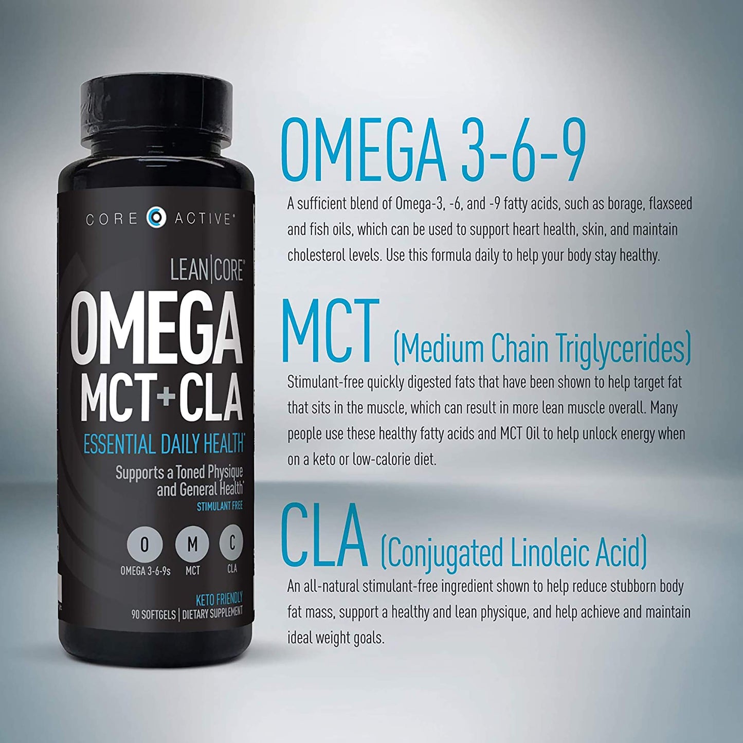 Lean CORE Omega MCT + CLA - Stimulant Free Health Formula, Lean Muscle & Toned (CORE)ACTIVEUS supplements