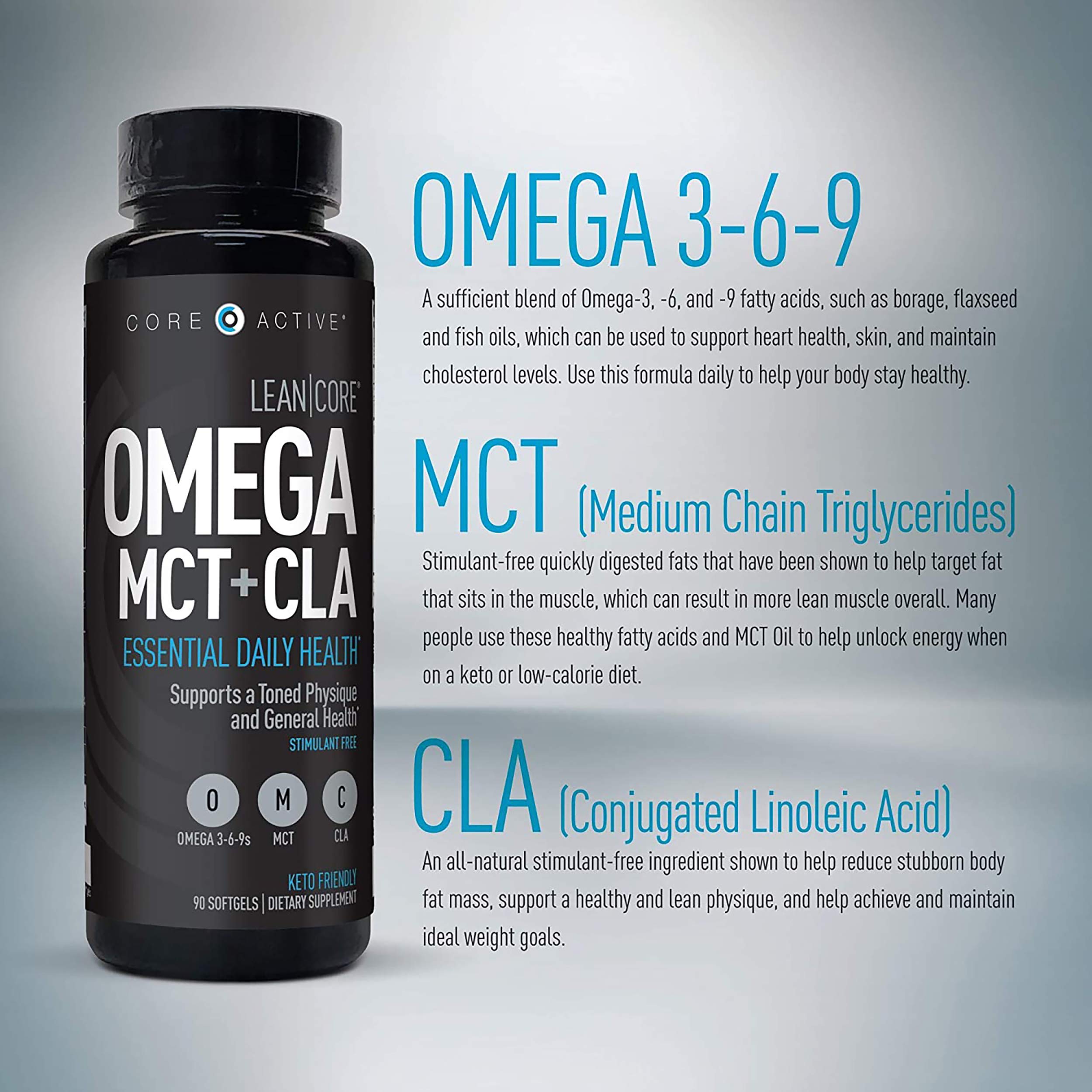 Lean CORE Omega MCT + CLA - Stimulant Free Health Formula, Lean Muscle & Toned (CORE)ACTIVEUS supplements