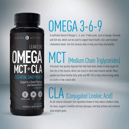 Lean CORE Omega MCT + CLA - Stimulant Free Health Formula, Lean Muscle & Toned (CORE)ACTIVEUS supplements